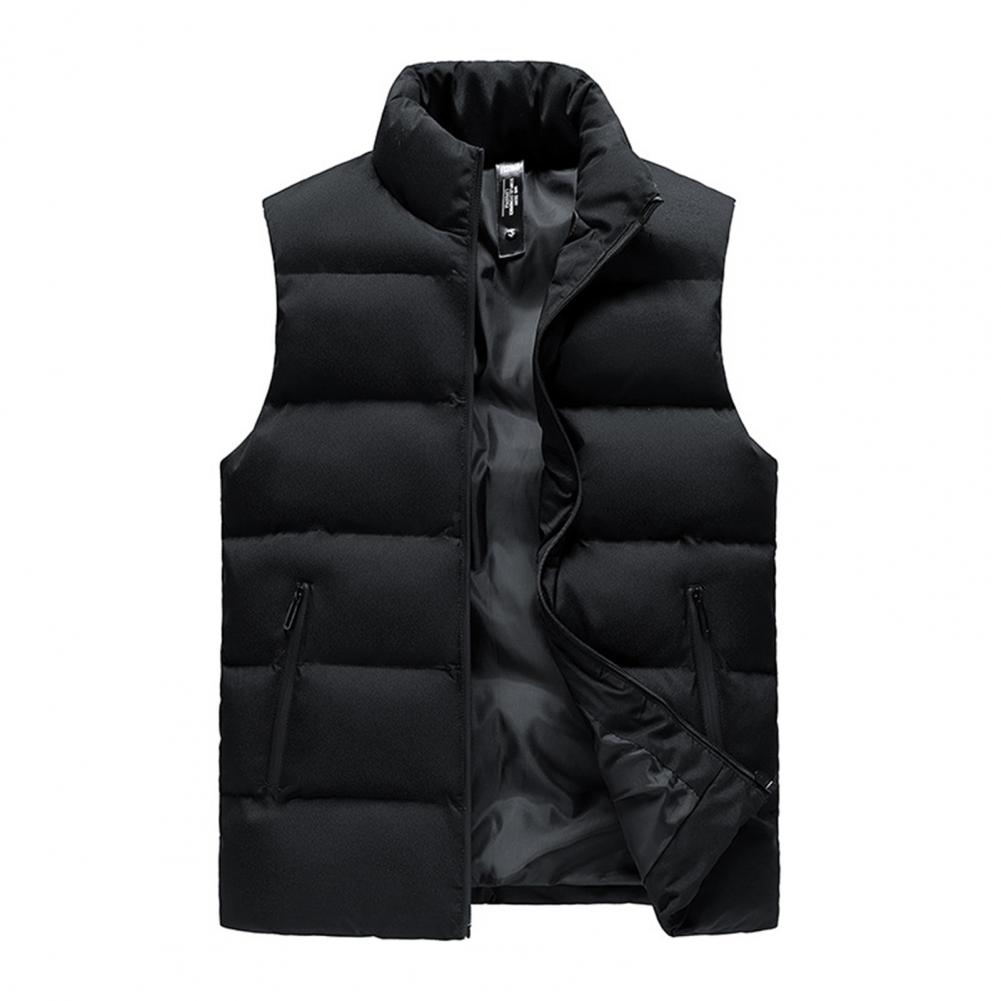 Description Picture 6 of itemMen Autumn Winter Vest Thickened Padded Sleeveless Jacket Man Stand Collar Zipper Windproof Waistcoat Outwears
