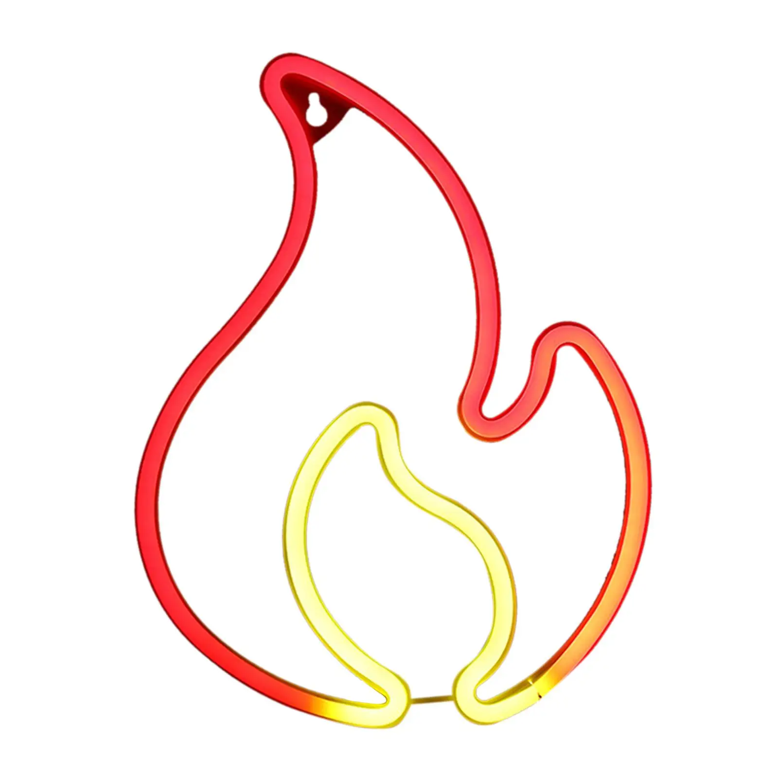 Yellow and Red Flame Neon Sign for Wall Decoration Hanging Flame Shaped Light
