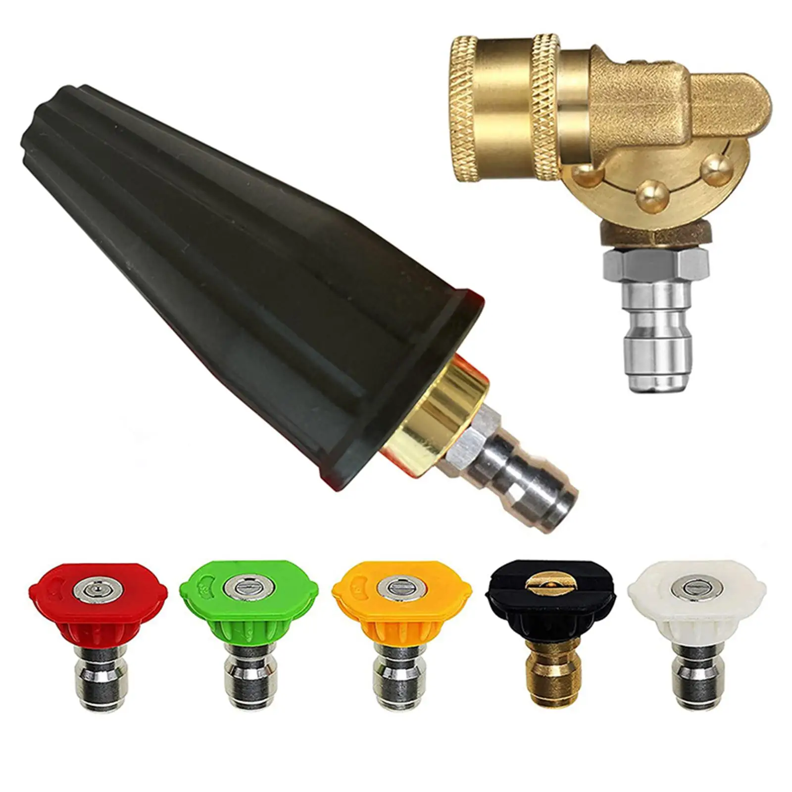 5Pcs Pressure Washer  Kit Lotus Rotation Angle Adjustable High Pressure Rotary Nozzle Pressure Washer  Adapter