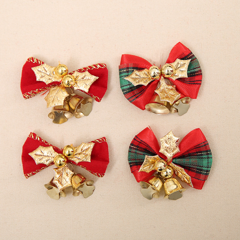 Description Picture 3 of item50PCS Christmas Bow with Bells Mini Bowknot Christmas Tree Garland Hanging Ornaments Xmas Bow with Jingle Bells for Decorations