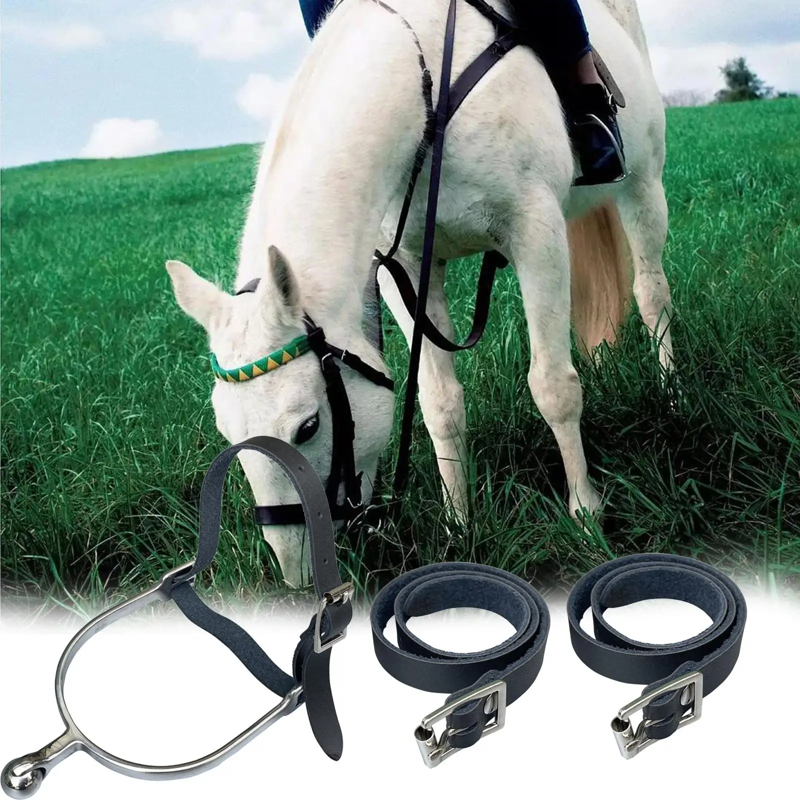 2Pcs Spur Straps English Spur Straps Durable Men Adjustable with Metal Buckle Boot Straps for Equestrian Horse Riding Outdoor