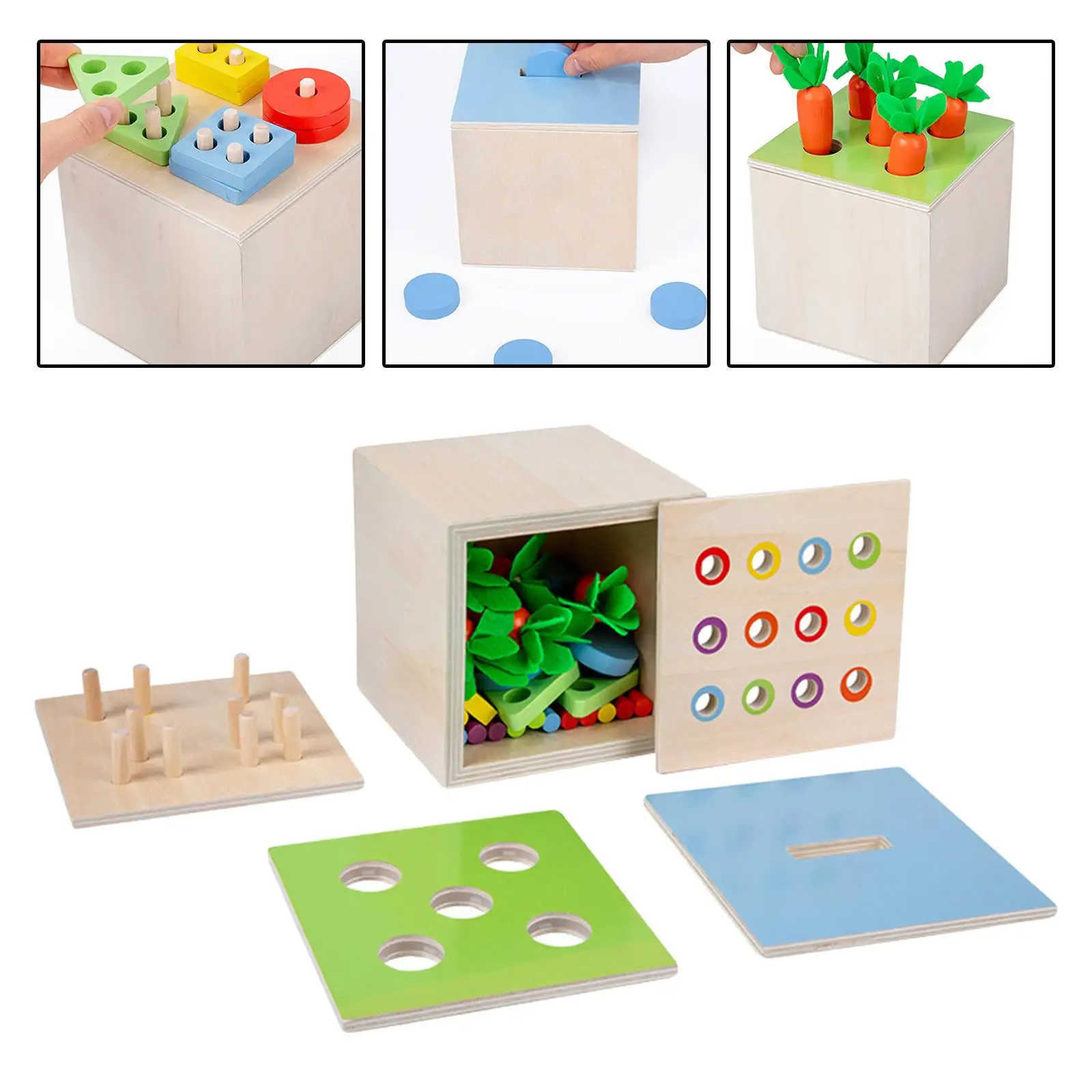 Object Permanence Box Carrot Harvest Toy Matchstick Color Drop Game Color Recognition Coin Drop Game for Preschool Boys Girls