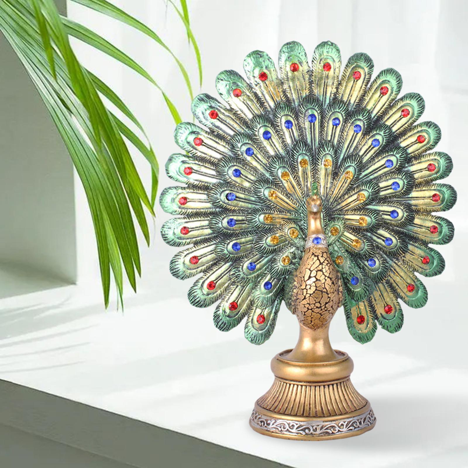 Creative Peacock Statue Sculpture Art Crafts Modern Animal Figurines for Garden Home Entry Decor Porch Entrance Accessories