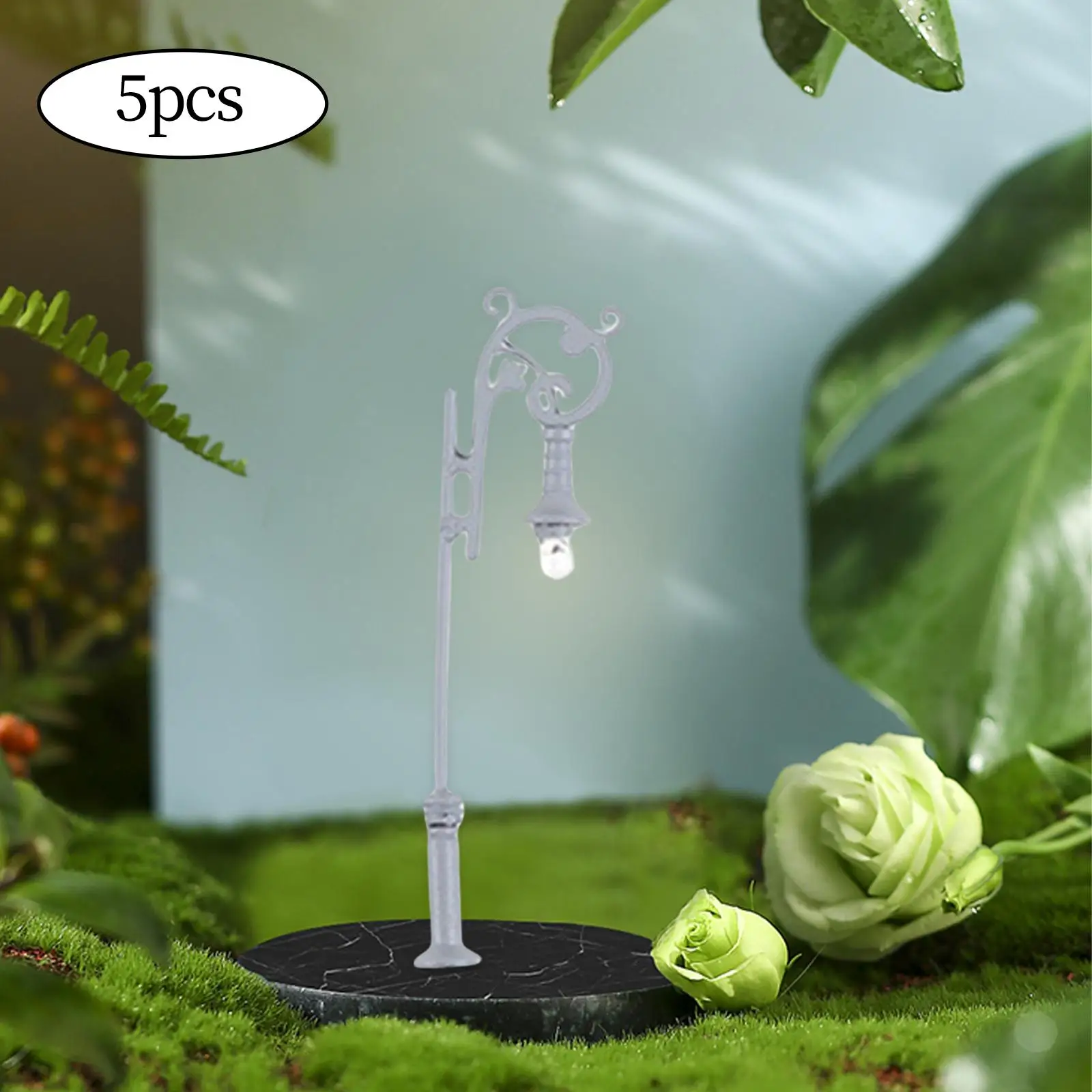 5x Train Post Lamps 1:87 Micro Landscape Fairy Garden Accessories Warm White Dollhouse Decoration Miniature Street Light Model