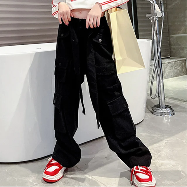 Girls Loose Casual Cargo Pants Fashion Korean Street Style Hip Hop