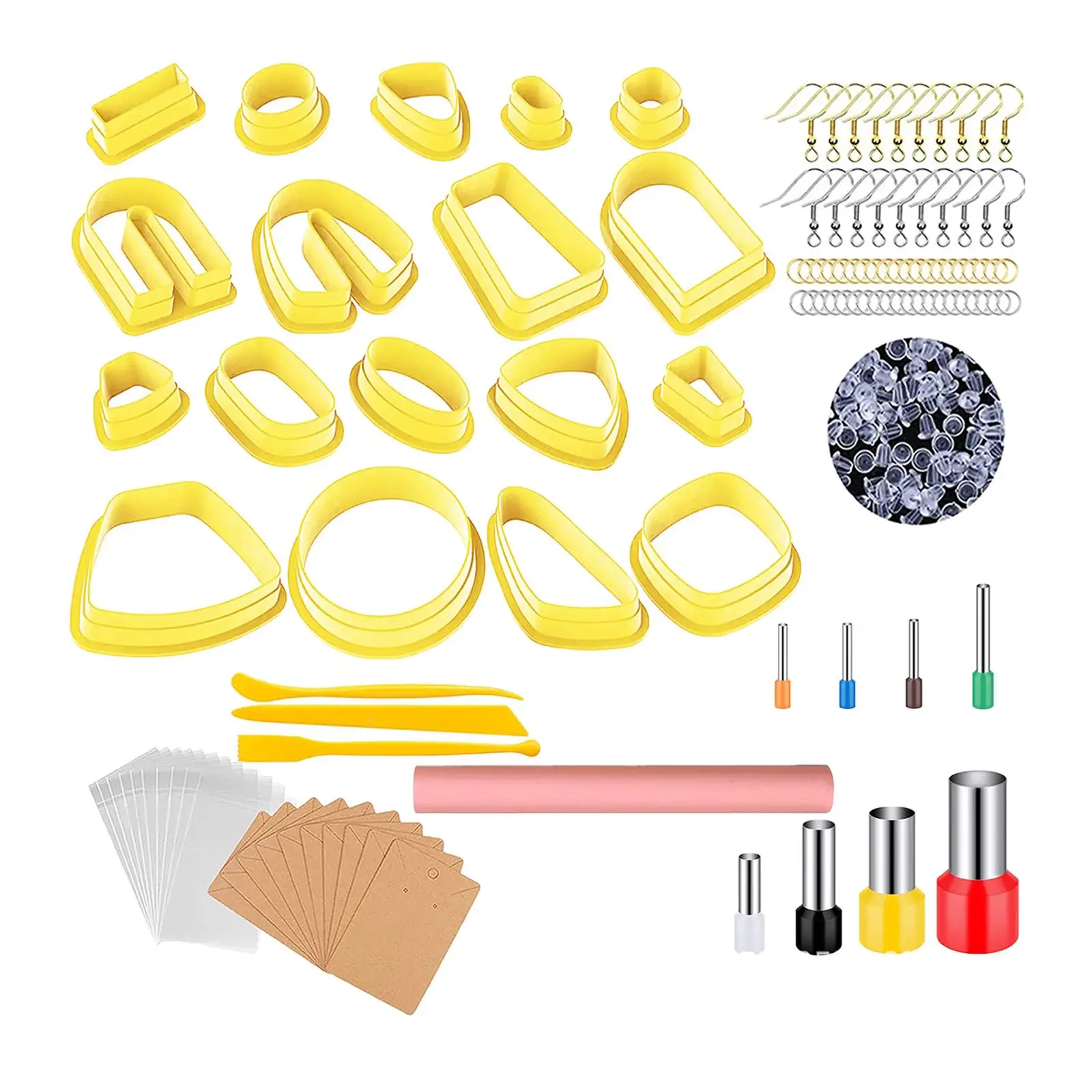 130 Polymer Clay Cutting Set Jump Rings, Earring Card,Earring Hooks Craft DIY