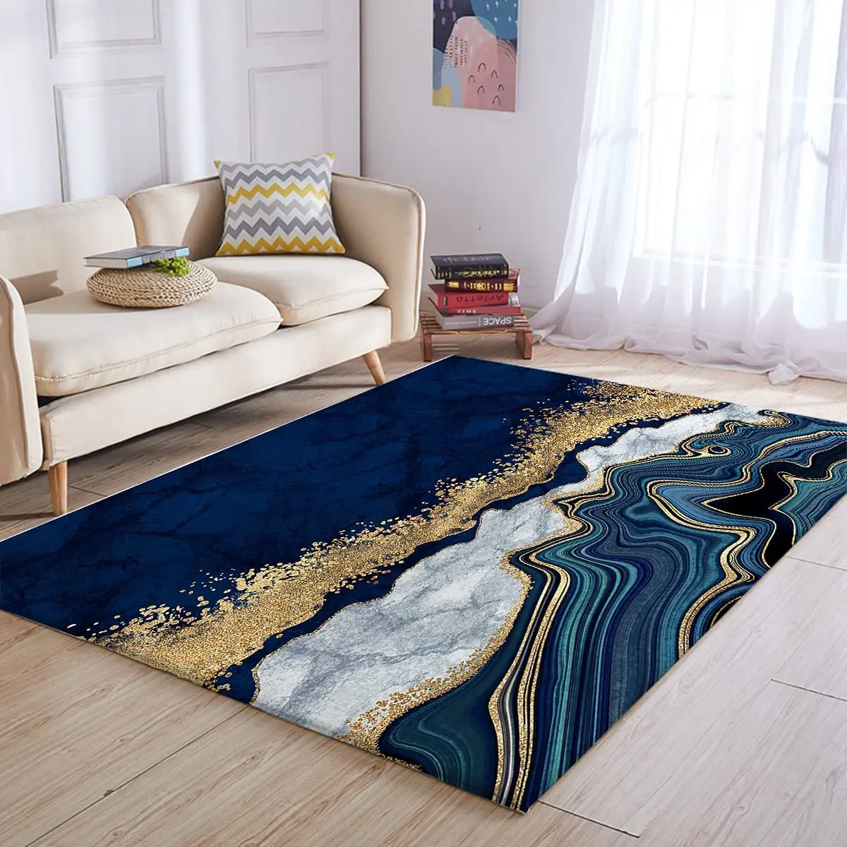 Geestig onderzeeër schipper Living Room Carpet Blue Marble | Dark Blue Carpets Living Room - Area  Carpet Soft 3d - Aliexpress