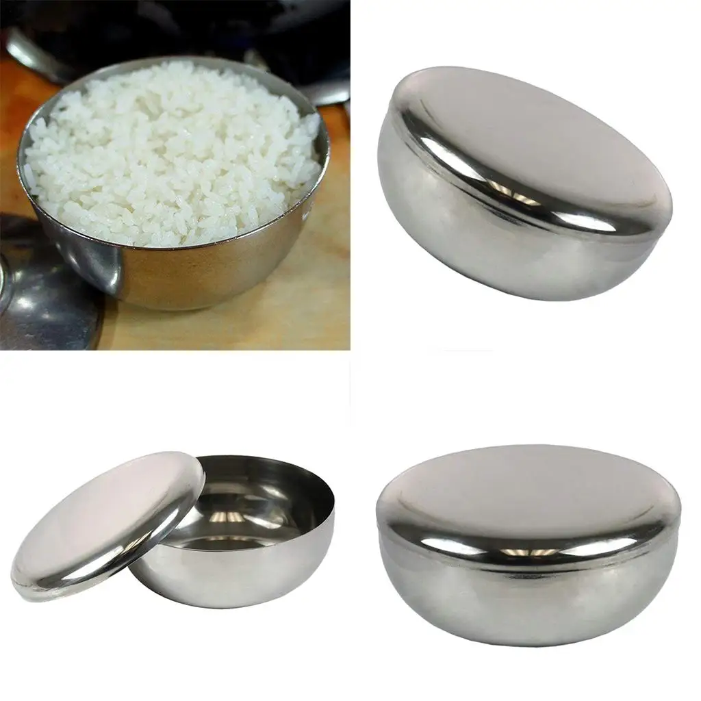 4 Pieces Stainless Steel Rice Steaming Bowl Milk Noodles Fruit 
