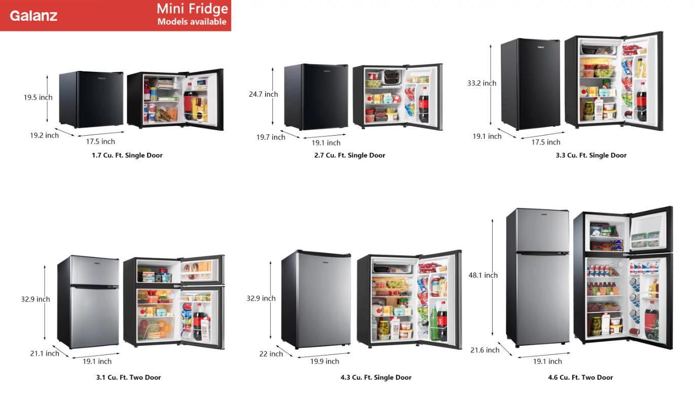 Title 6, Galanz 3.1 Cu ft Two Door Mini Fridge with Free...