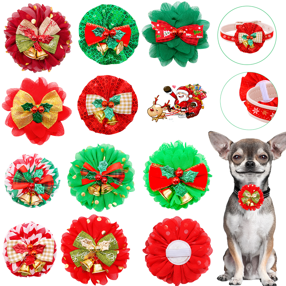 50 stücke Weihnachten Hund Zubehör Glocke Verschiebbare Hundehalsband Zubehör Für Haustier Hund Weihnachten Fliegen Hunde Haustiere Pflege Produkte – Detail 3