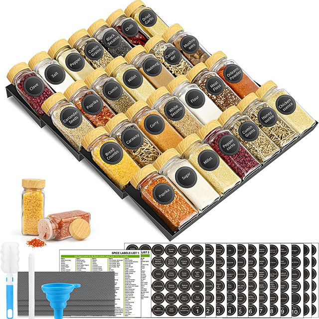 Organizador de cajones de especias de 4 niveles, estante acrílico para  condimentos, botellas, tarros, almacenamiento debajo del escritorio,  bandeja oculta, suministros de cocina - AliExpress