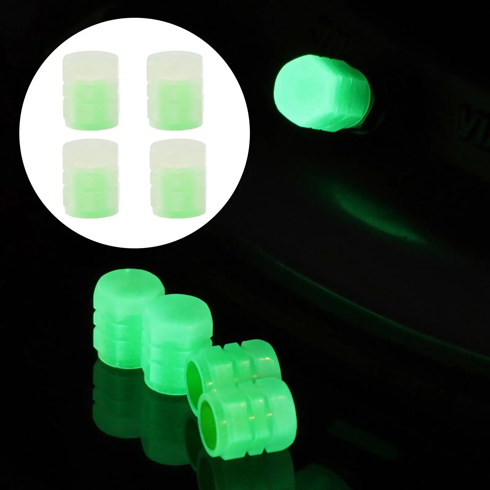 Set of 4 Glowing Tire Valve Stem Cover Tyre Accessories Effective Seal