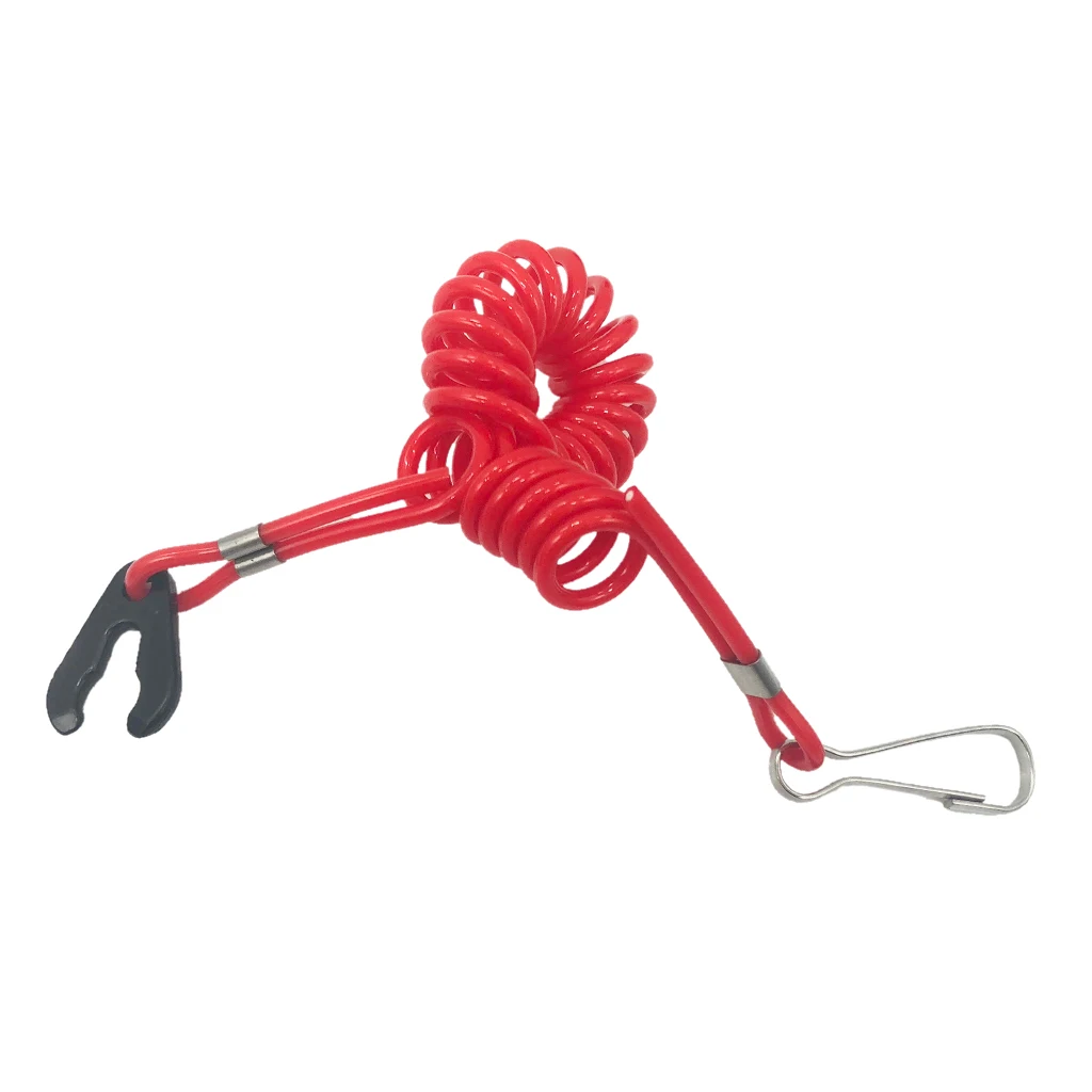 Emergency Kill Stop Switch Cut-Off Key with Safety Tether Lanyard Coiled Rope