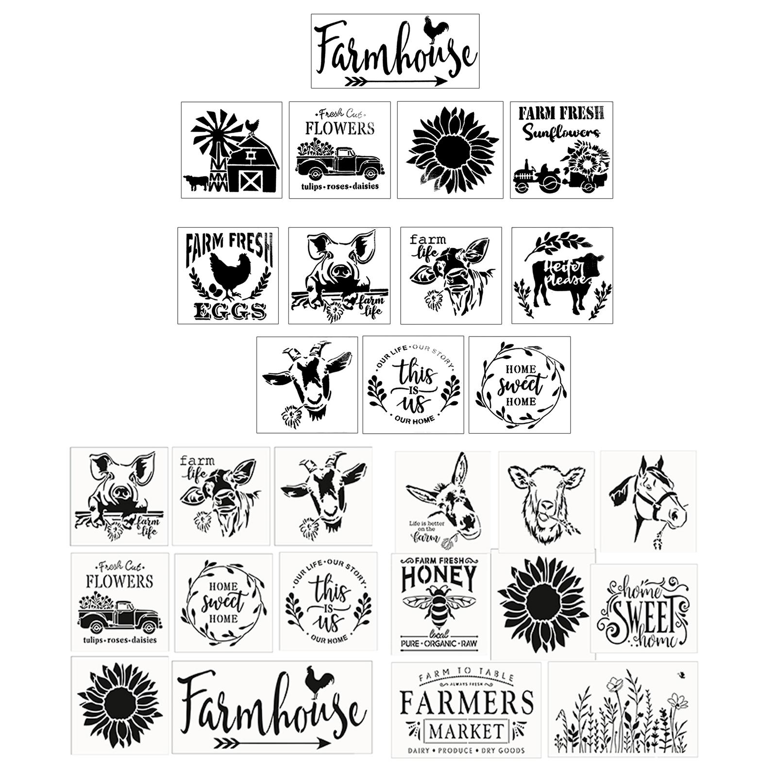 Farm Theme Stencils Painting Template Set for crafts Scrapbooking Graffiti Card Making