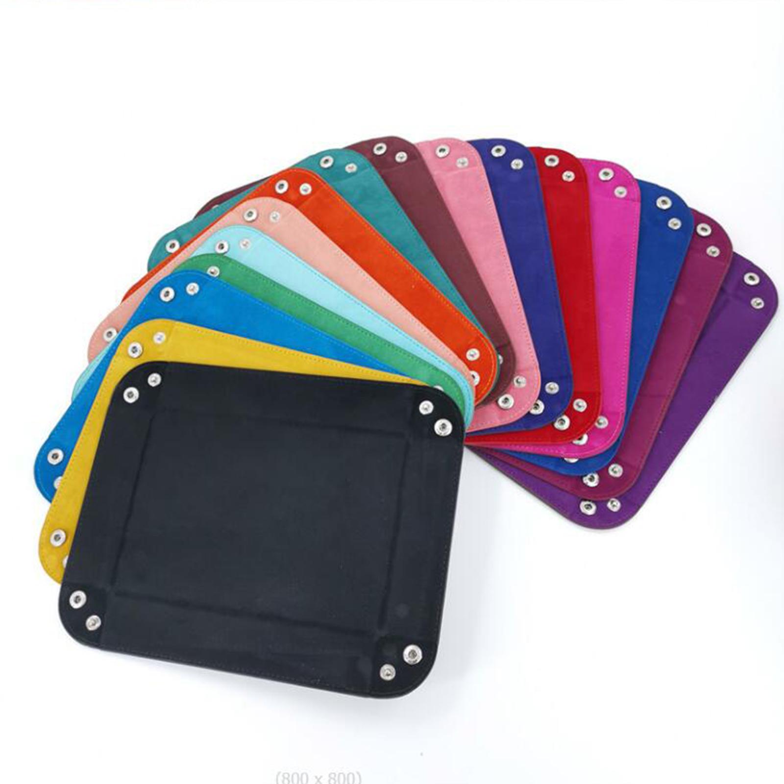 Folding Dice Tray Set Flannel Rectangle PU Leather Portable Reinforced Bottom Large for Board Games Office Desk