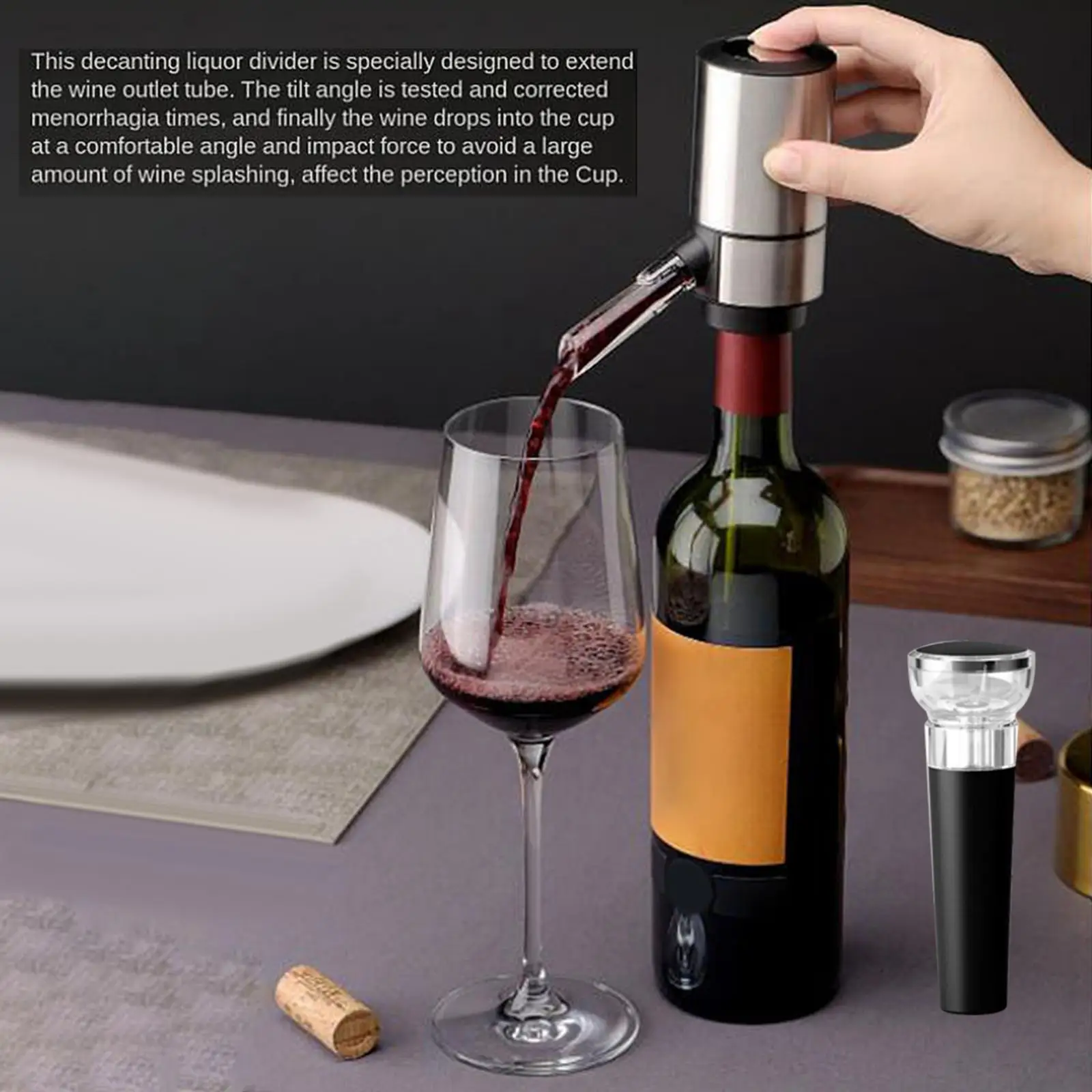 Portable wine Aerator with Base Rechargeable Quick Sobering Wine Supplies Wine Aerator Pourer for wine Gift