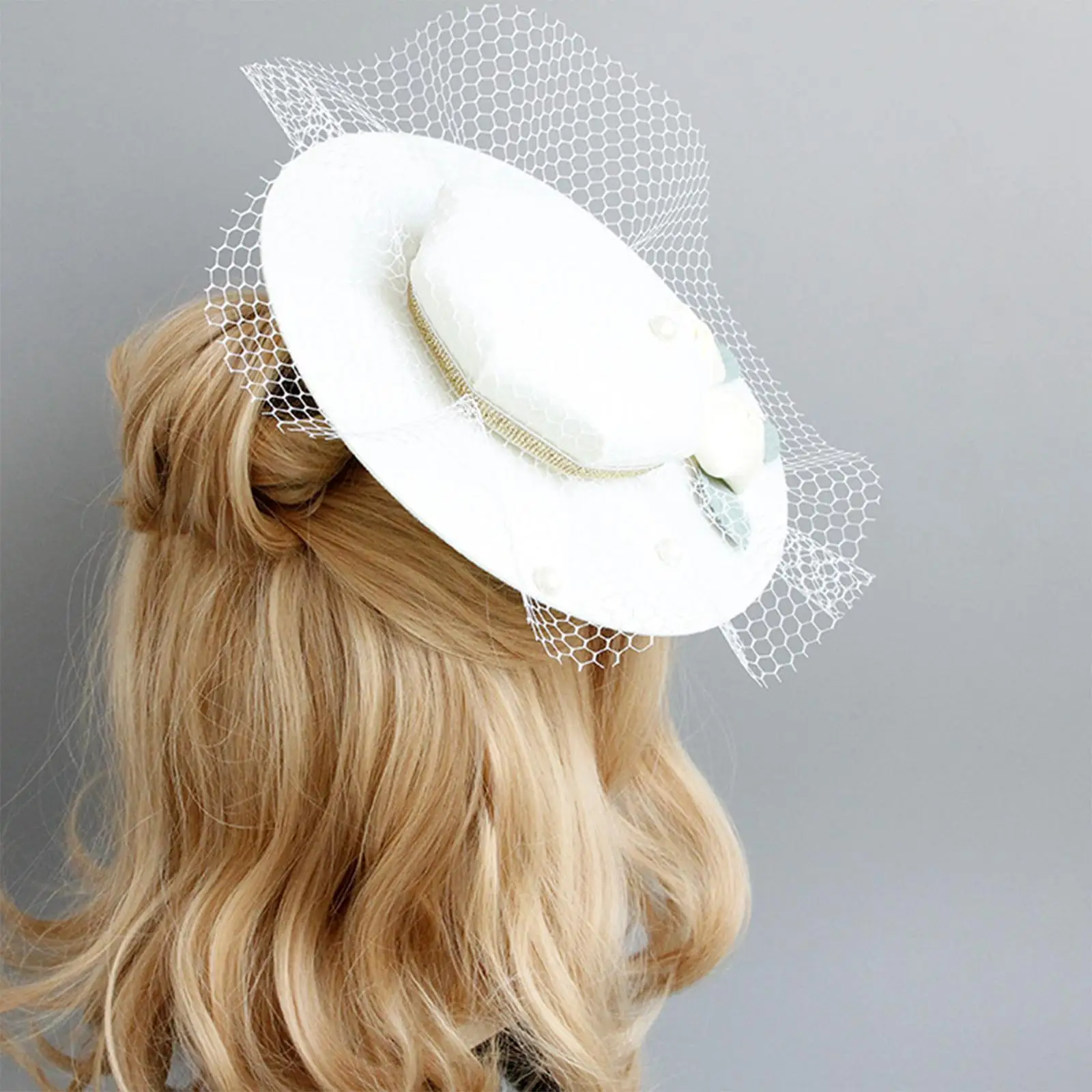 European Court Style Fascinator Top Hat Comfortable White Headband for Girls Tea Party Dress Accessories Horse Racing Cocktail