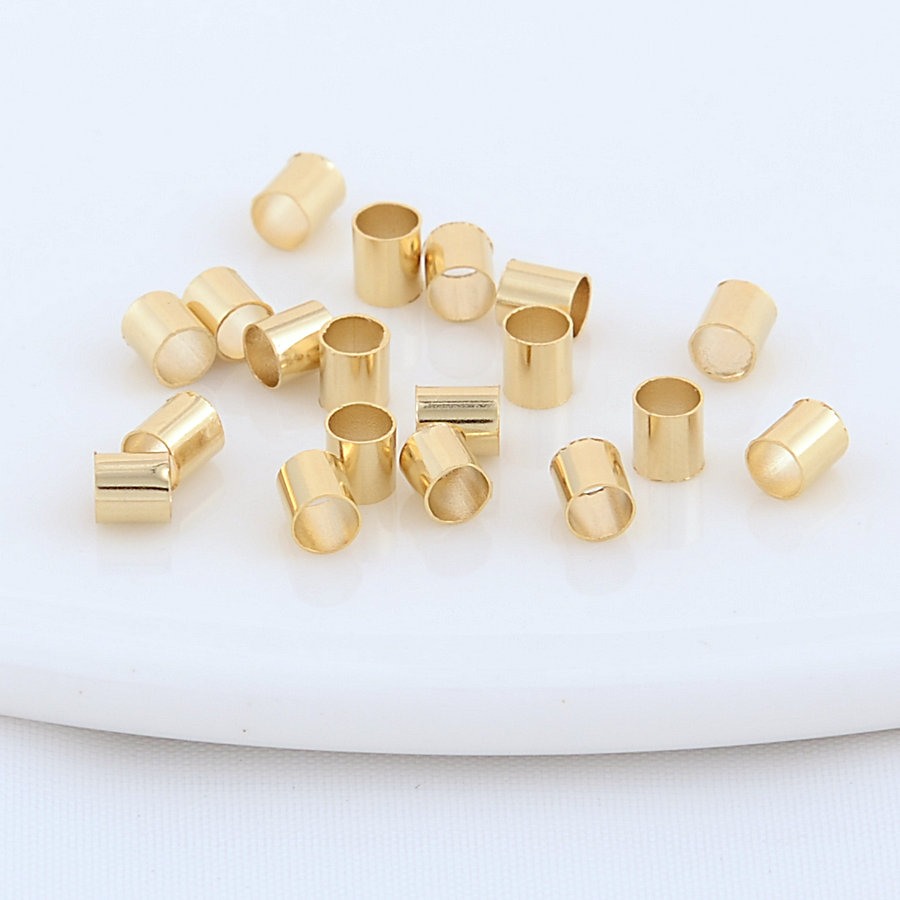 200 Stück Gold Farbe Rohr Crimp Ende Perlen Clip Falt stopper Stopper Spacer Perle für DIY Schmuck Herstellung liefert Crimp & End Perlen – Detail 14