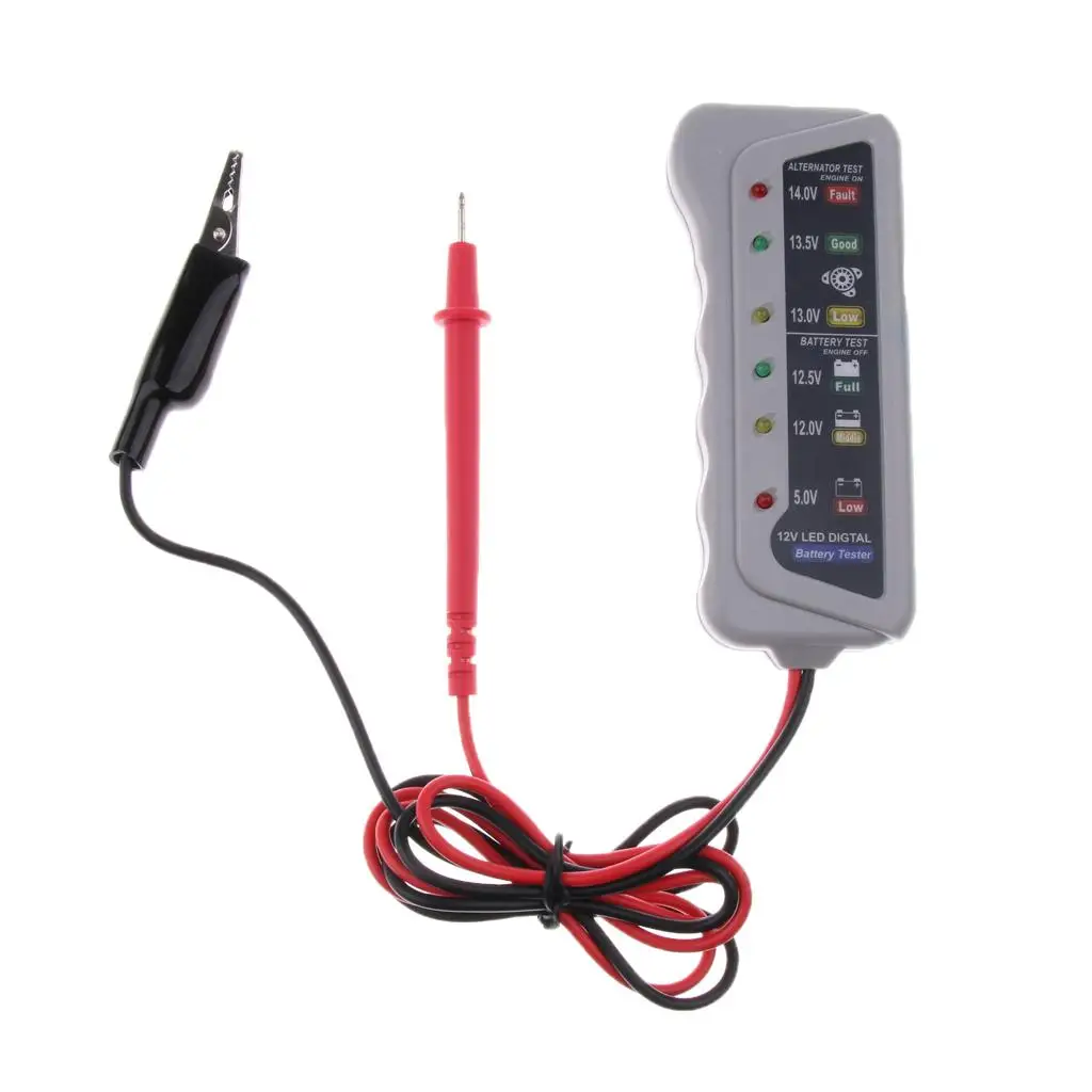 12V 6 LED Digital Display Battery Tester Voltmeter Charging System Analyzer