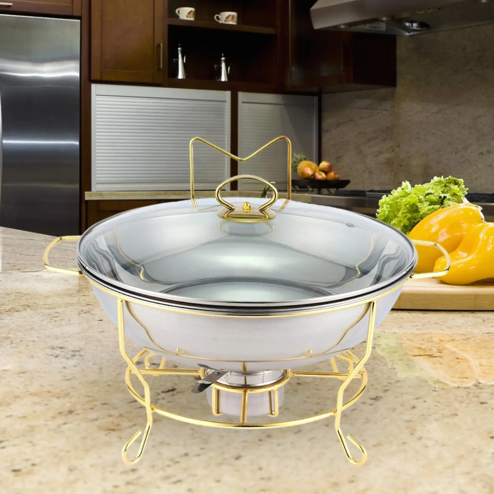Stainless Steel Buffet Catering Warmer 3.7 Quart Capacity with Fuel Holder for Catering