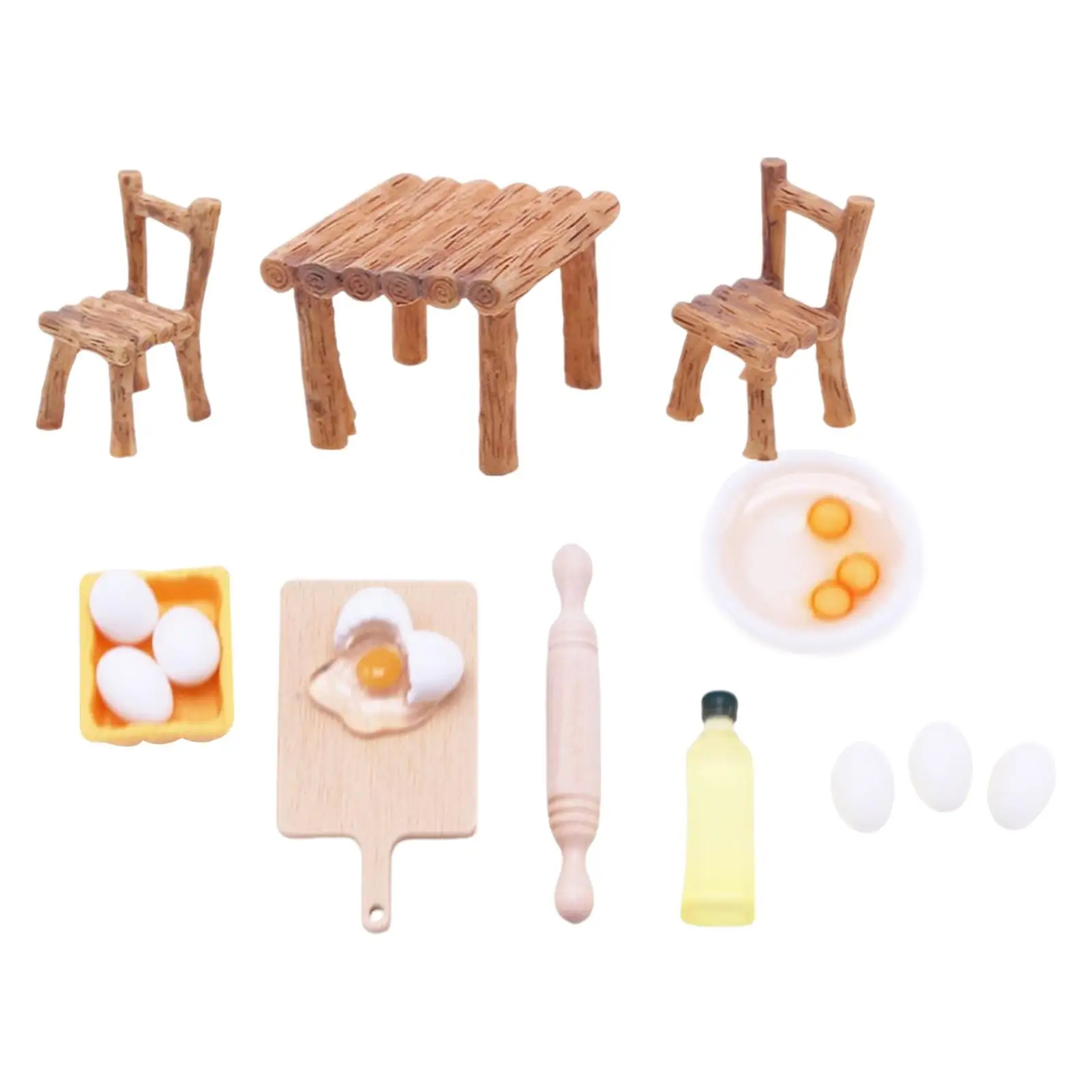 1:12 Dollhouse Cookware Miniature Desk and Chair Set Playset Decoration