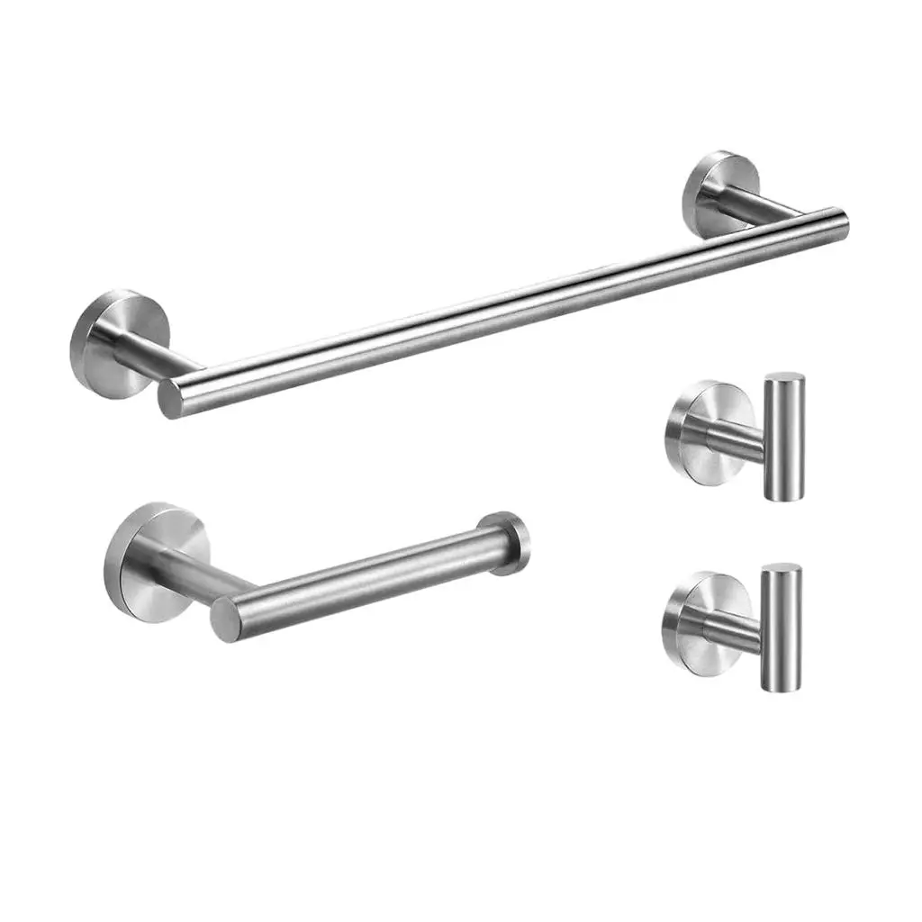 304 Stainless Steel Bathroom Hardware Set Paper Holder Robe Hook Toothbrush Holder Towel Bar Bathroom Accessories