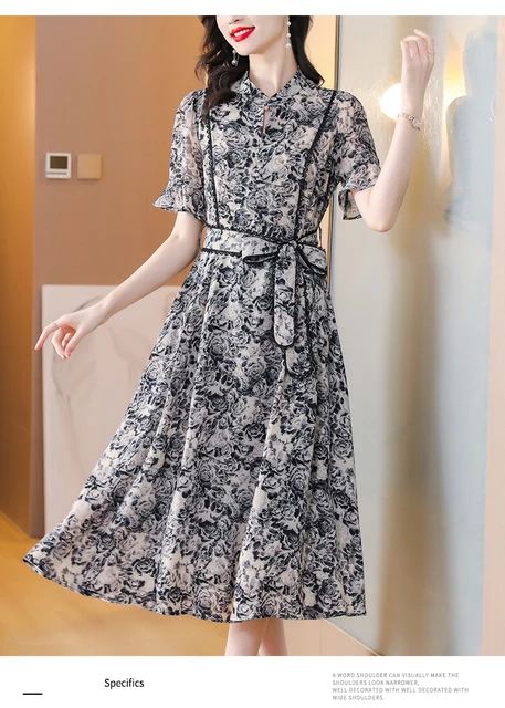 2023 New Fashion Silk Printed Dress Women's Summer Elegant