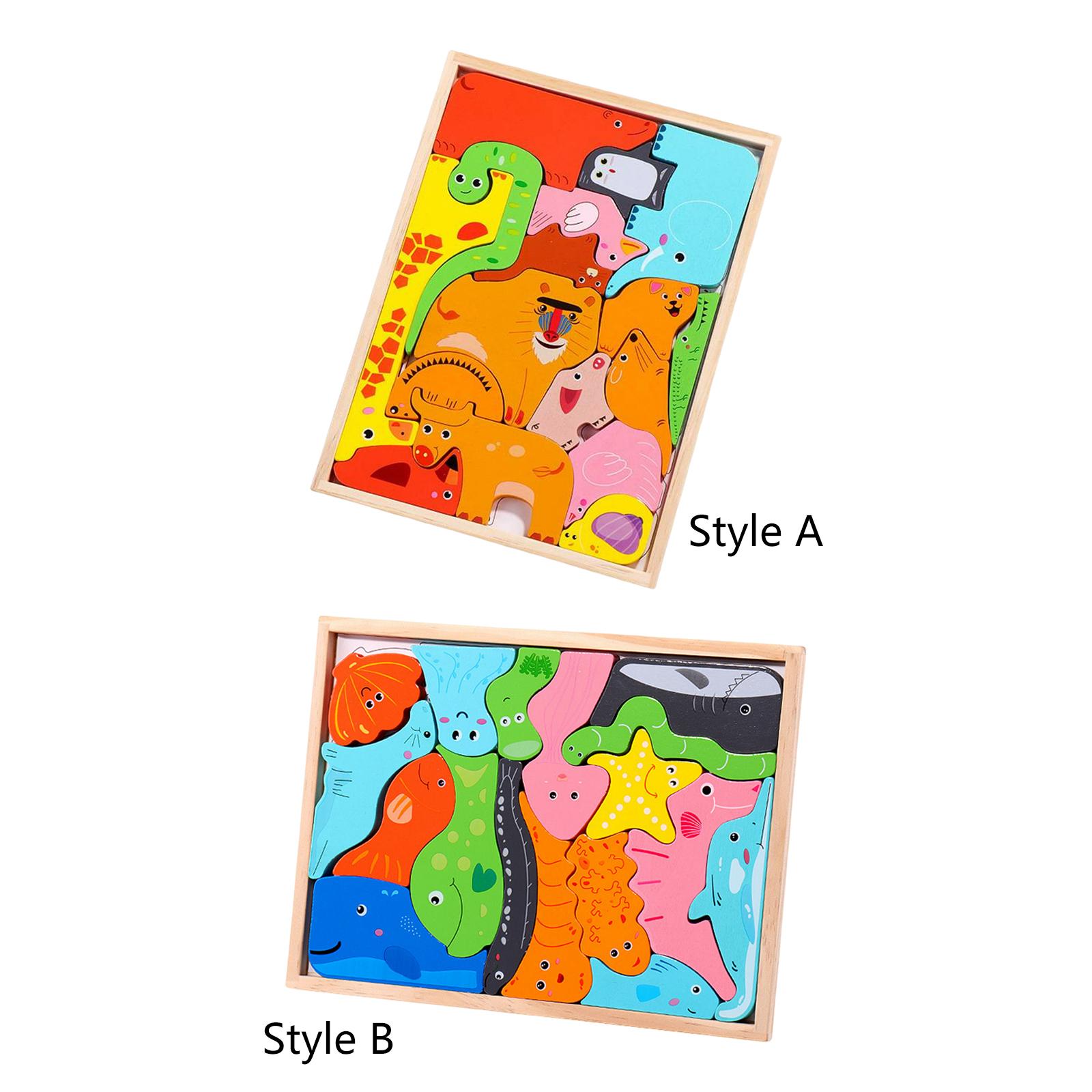 Animal Jigsaw Puzzles Educational Learning Toy Develop Fine Motor Skills for Girls