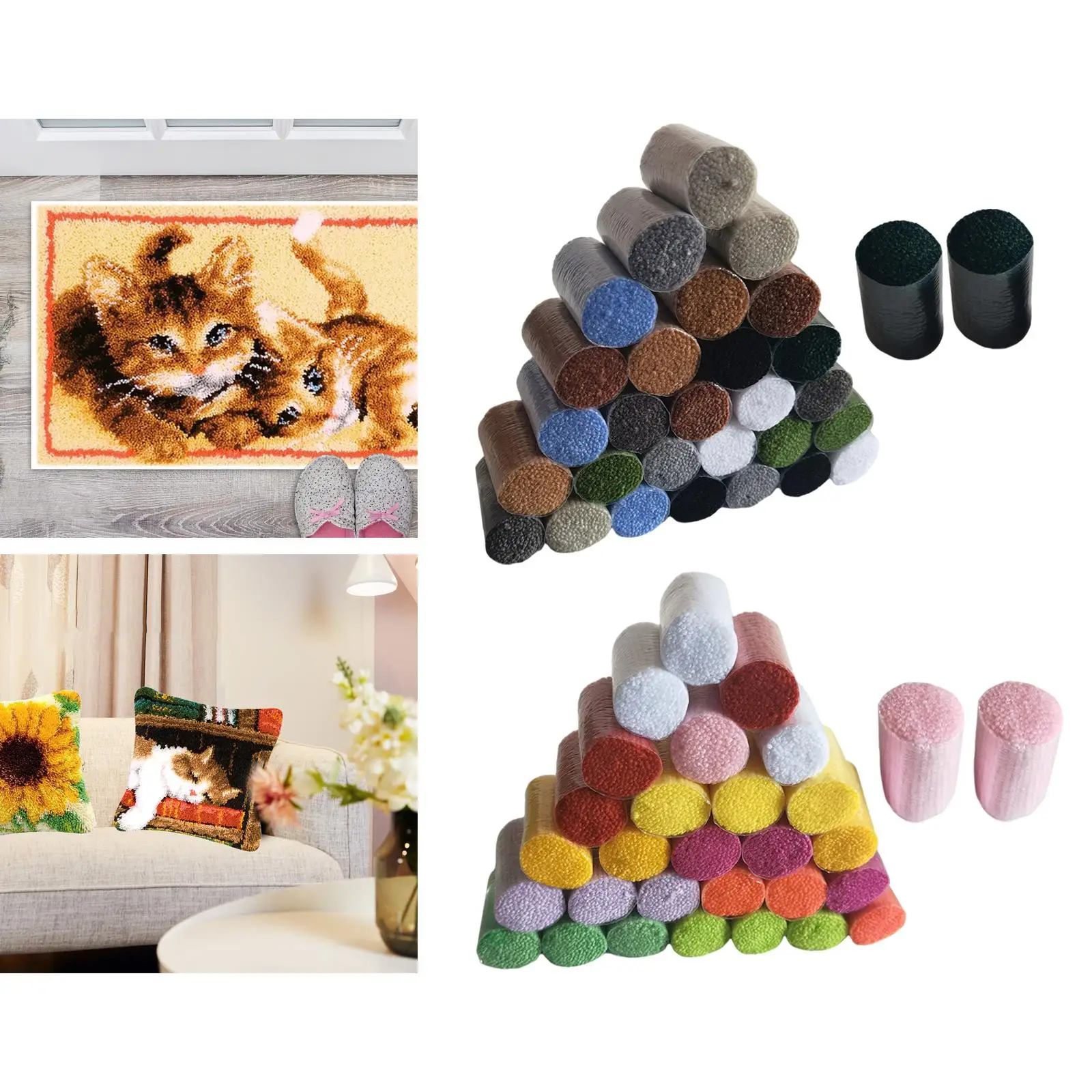 30pcs DIY Latch Hook Cushion Kits Crochet Craft Acrylic Yarn for Embroidery Sofa Bed Cushion Cover Home Decoration