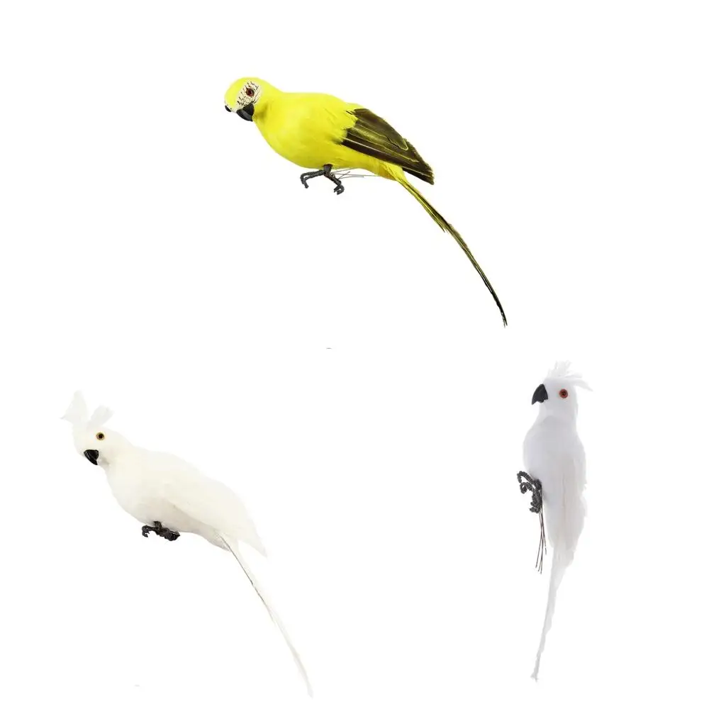 Pack of 3 Artificial Parrot Figurines for Lawn Pathway Decoration