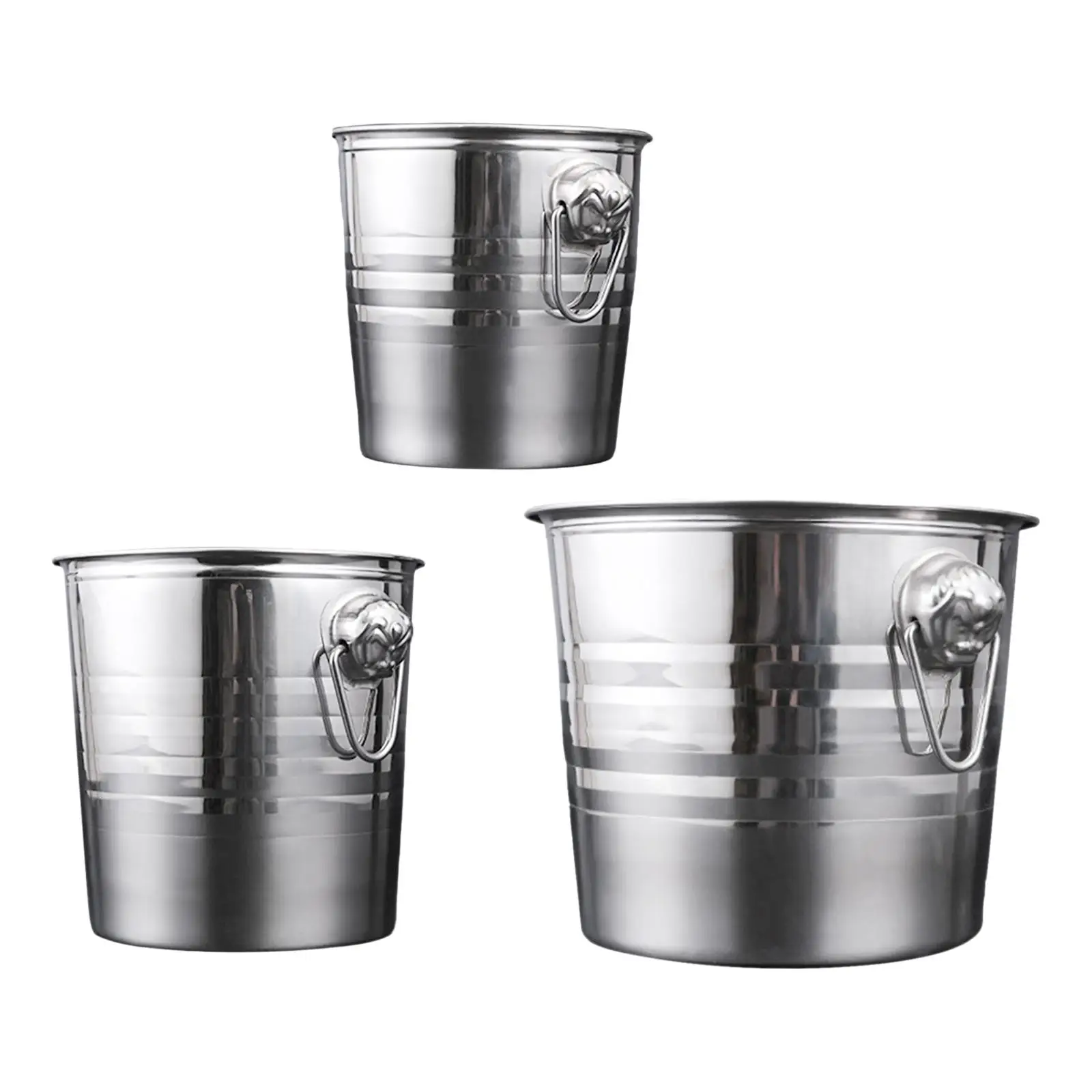 Ice Bucket with Handle Double Walled Portable 3L/5L/7L Stainless Steel Ice Bin