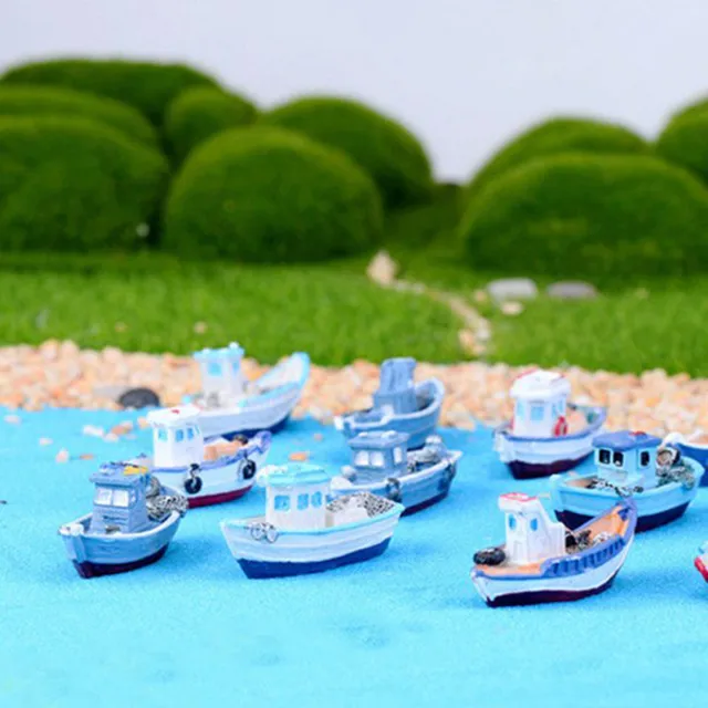 5pcs Bricolage Micro Paysage Ornements Miniature Maison De Poupée Bateau  Mer Bateaux De Pêche Méditerranéen Fée Jardin Micro Paysage Nautique Plage