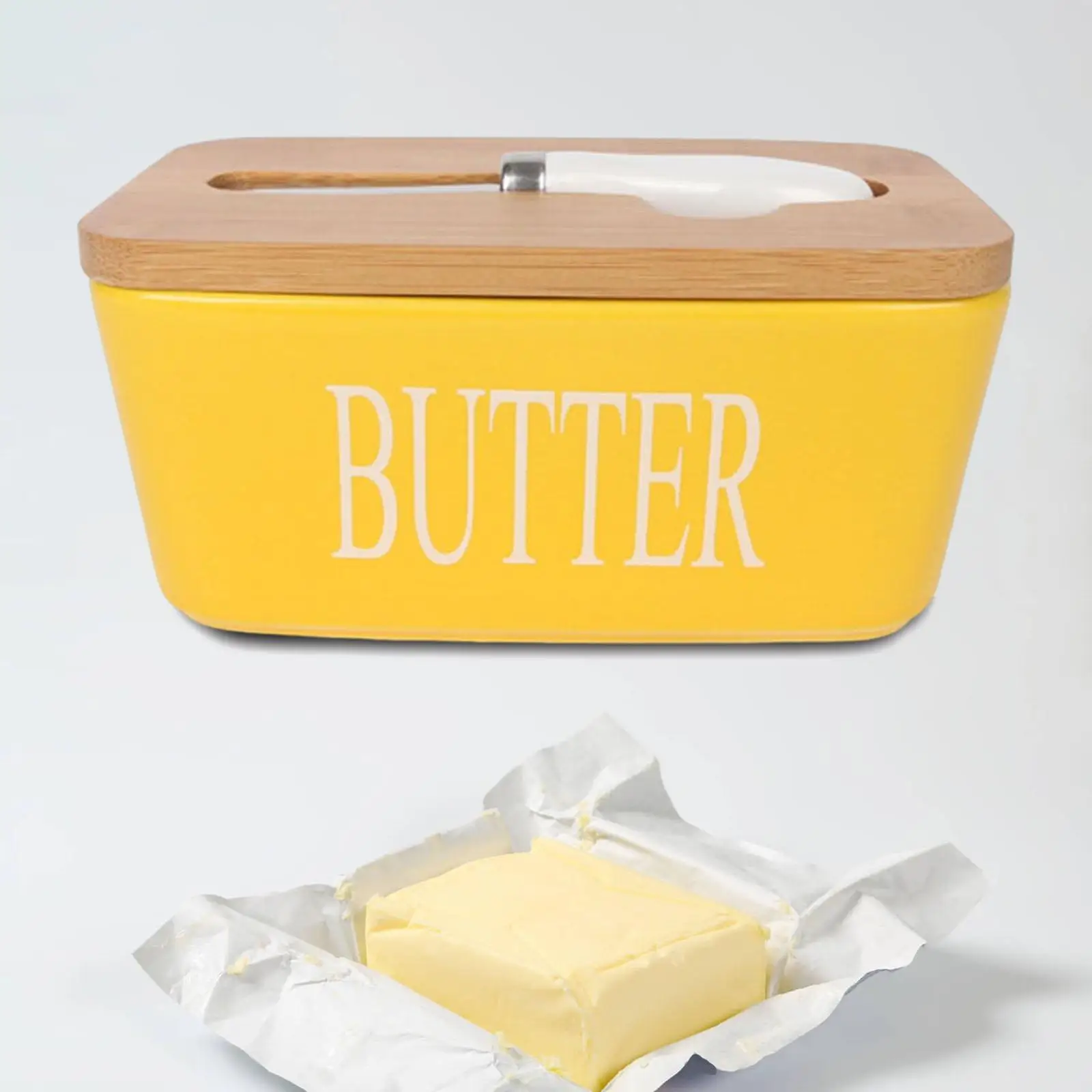 Ceramic Butter Keeper Food Storage Container Rectangle Can Hold Old Cheese, Butter, Dessert for Kitchen