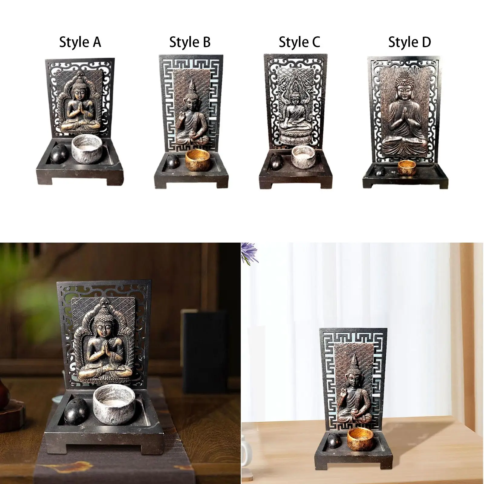 Tealight Candle Holder Buddha Tea Light Holders Desk for Holidays Decoration