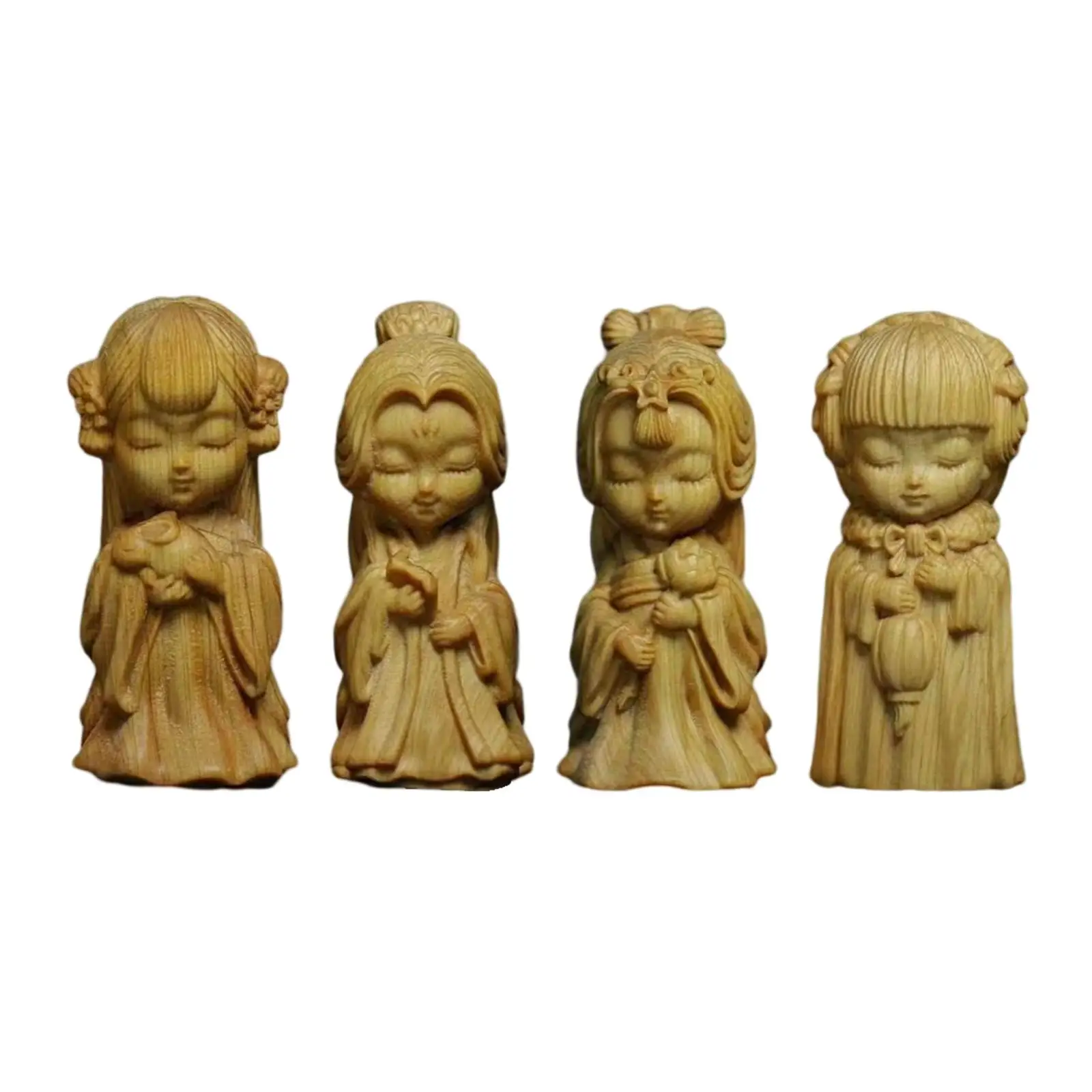 Cute Four Beauties Ornament Crafts Ornament Hand Carved for Office Home Desk