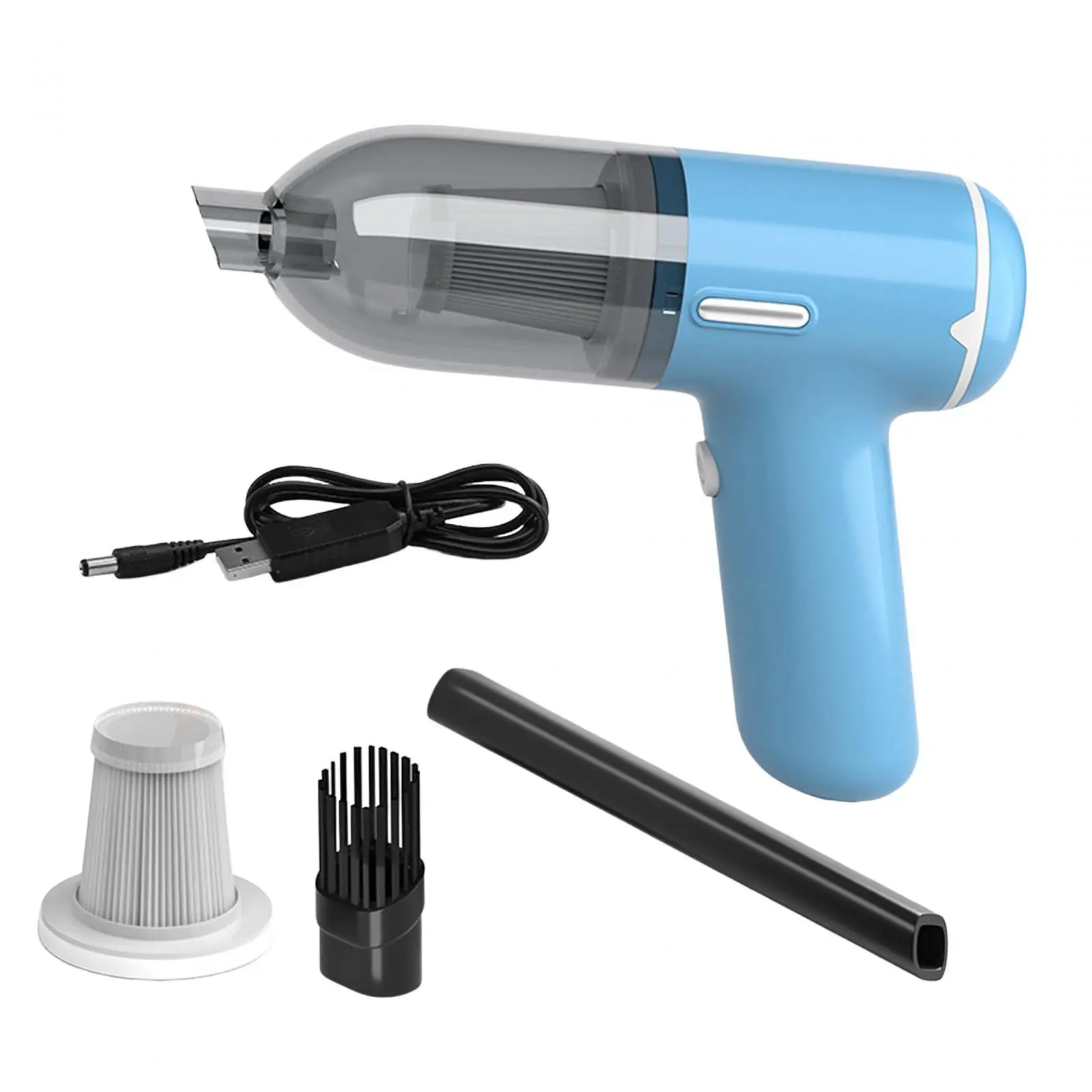 Handheld Mini Car Vacuum Duster with Nozzles USB Rechargeable Strong Suction for Car Carpet Desktop Sofa
