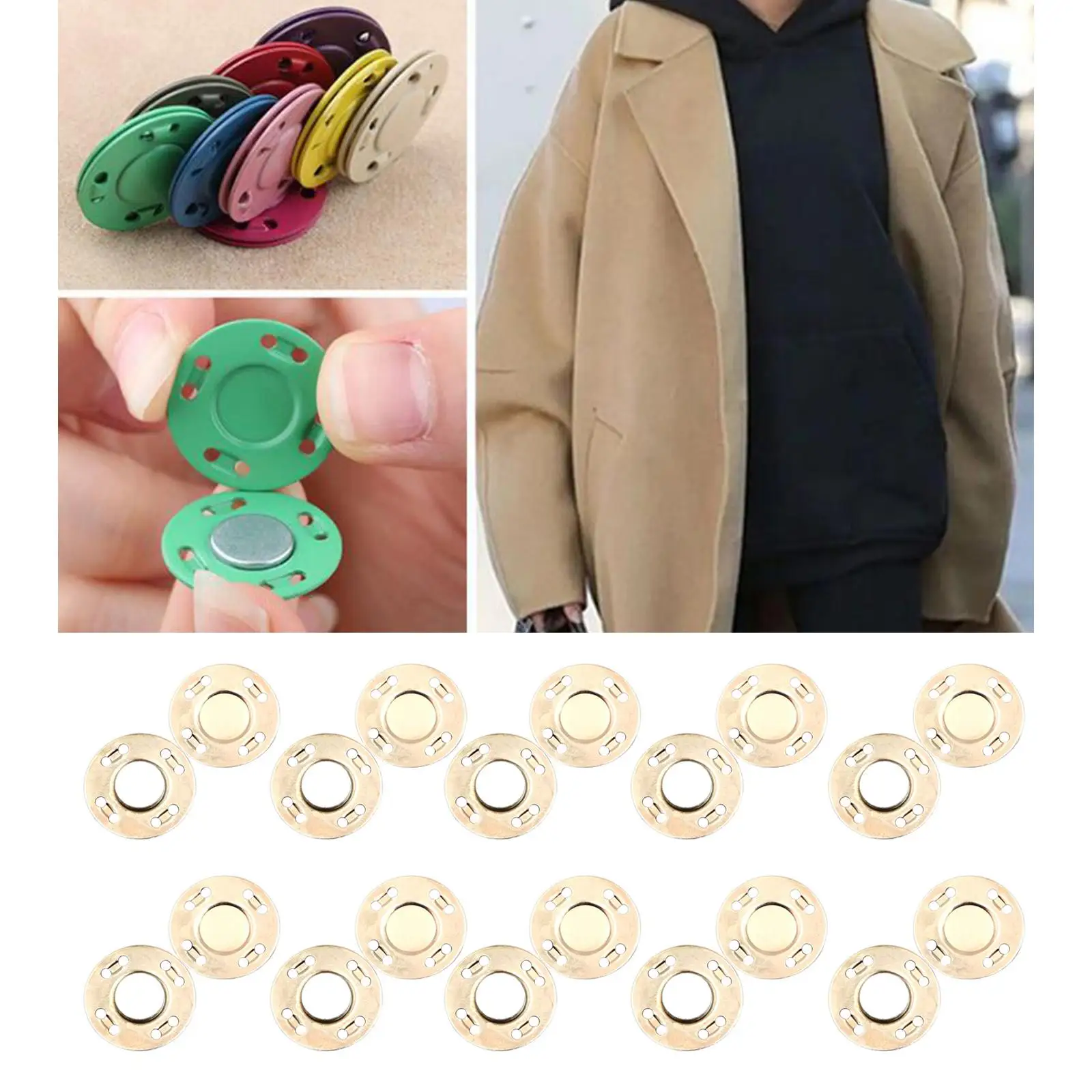 20Pairs  Button Clasps Snaps Sewing Coats Closure for Bag DIY Craft
