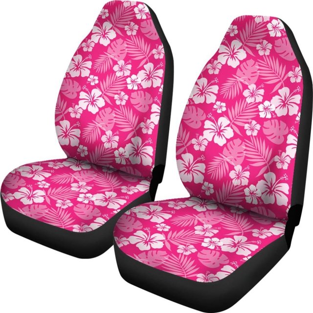 Hot Pink Magenta Hibiscus Flower Car Seat Covers Hawaiian Flower