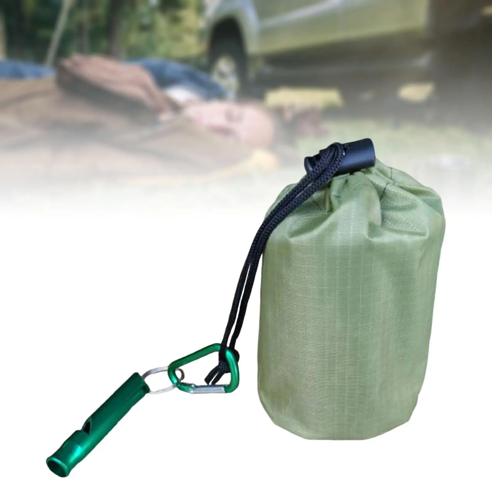 Portable Survival Blanket Emergency Sleeping Bag with Whistle for Hiking