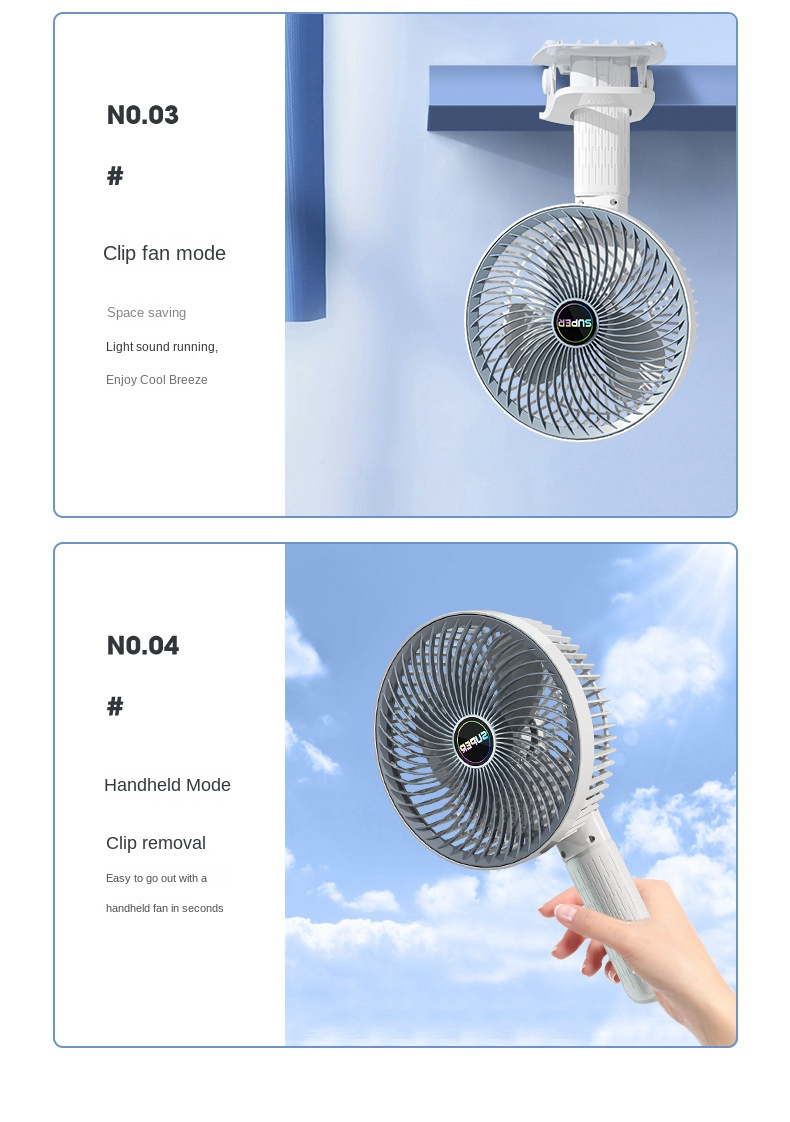 Title 4, USB Rechargeable Desktop Camping Fan 3 Gears Wi...