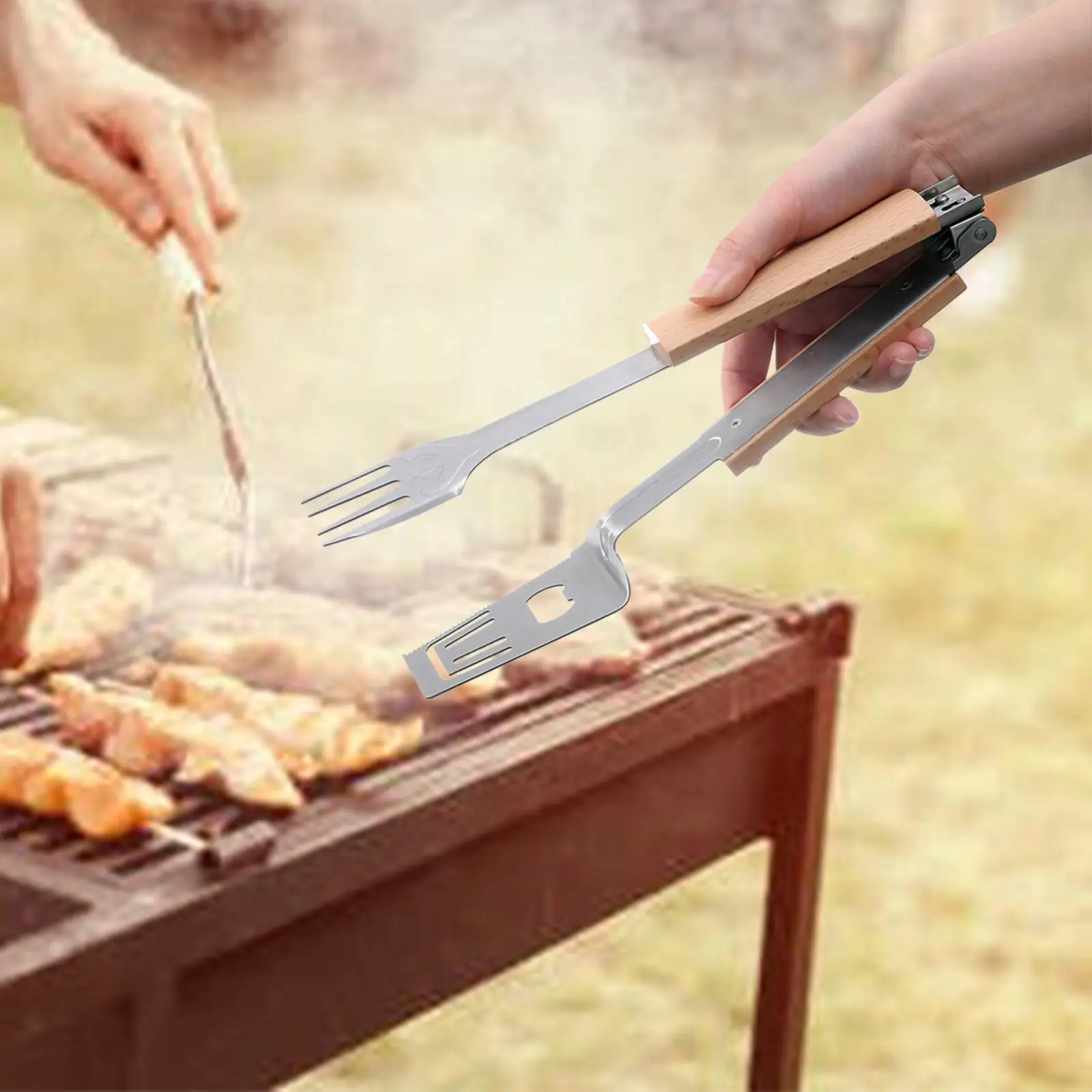 Kitchen Tongs Portable Barbecue Serving Utensils Stainless Steel Grill Tongs for Buffet Food Parties Baking Camping Entertaining
