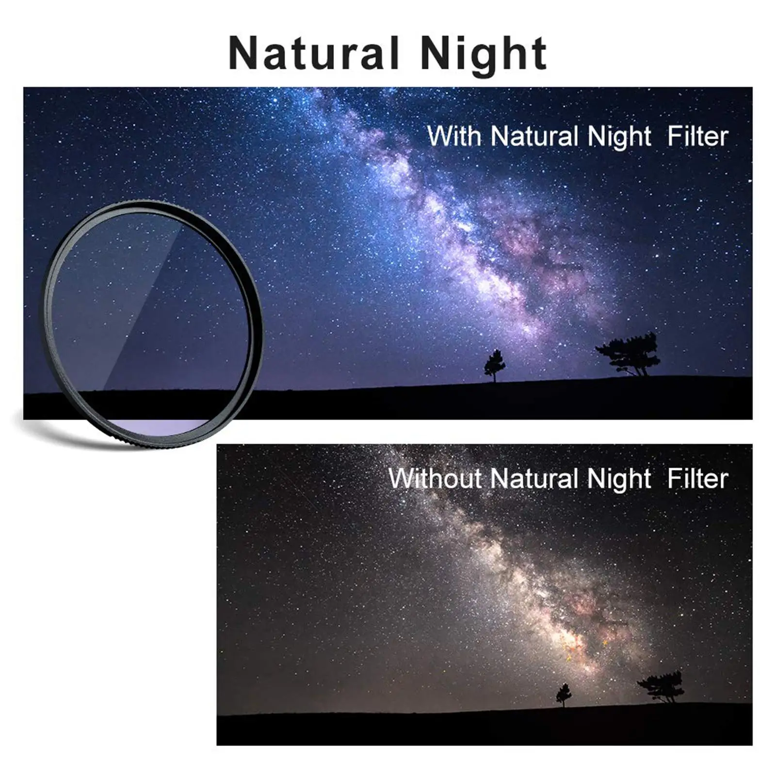 Night Filter for Night Sky Photography Waterproof Easily Install Multi Layer Optical Glass Material Light Pollution Reduction