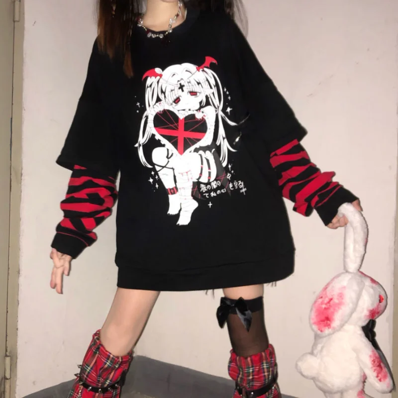 Egirl T Shirts Anime Things Clothes Emo Women's Gothic Clothing Punk Tees Pastel Goth Aesthetic Tops Y2k Women Fairy Grunge Alt