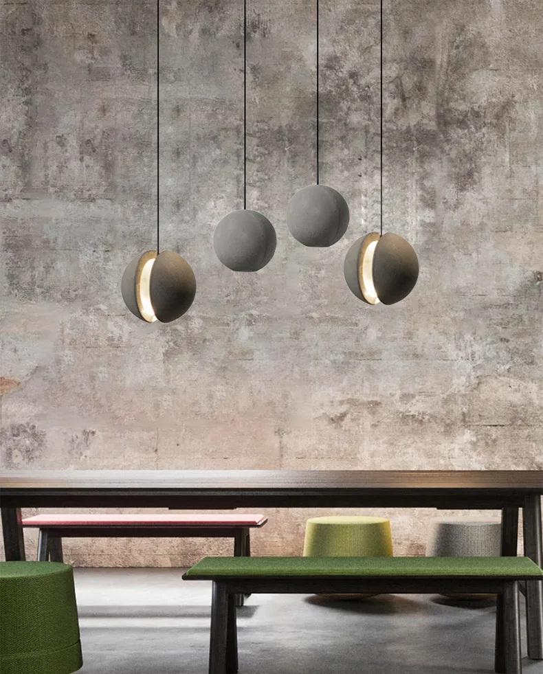 Nordic Planet Design Cement Led Pendant Lamps Restaurant Bar Coffee Shop Hanging Chandelier Modern Interior Lighting Decoration