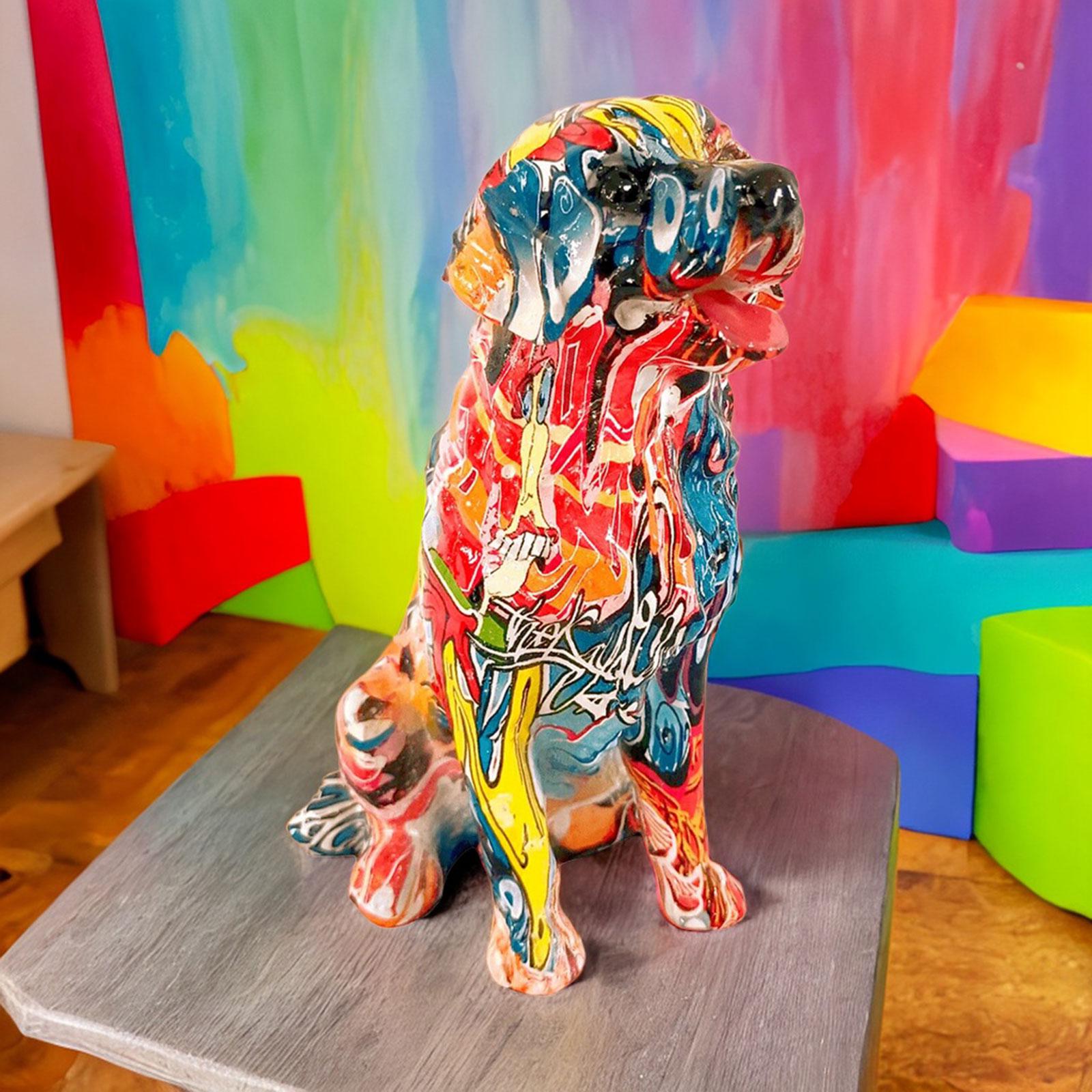 Resin Crafts Ornament Colorful Dog Statues Graffiti Figurines Sculpture for Living Room Dining Room Fireplace Bedroom Indoor https://ae03.alicdn.com/kf/Sc9585bb03bb44ff7a472522ead11d236g.jpg