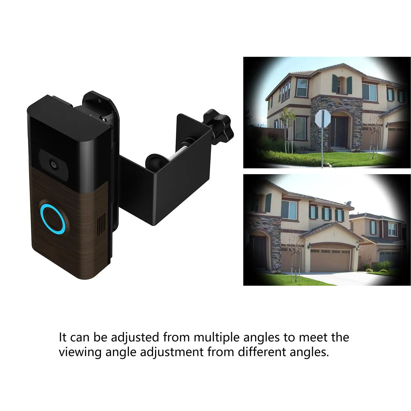 No-Drill Anti Theft Doorbell Mount Easy to Install Accs Adjustable Angle Doorbell Holder Ring Doorbell Bracket Ring for Home