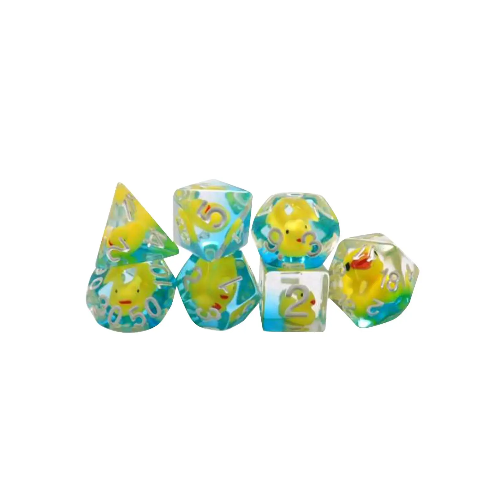 7x Resin Dices Filled with Ducks Animal Polyhedral Dices Set Card Games