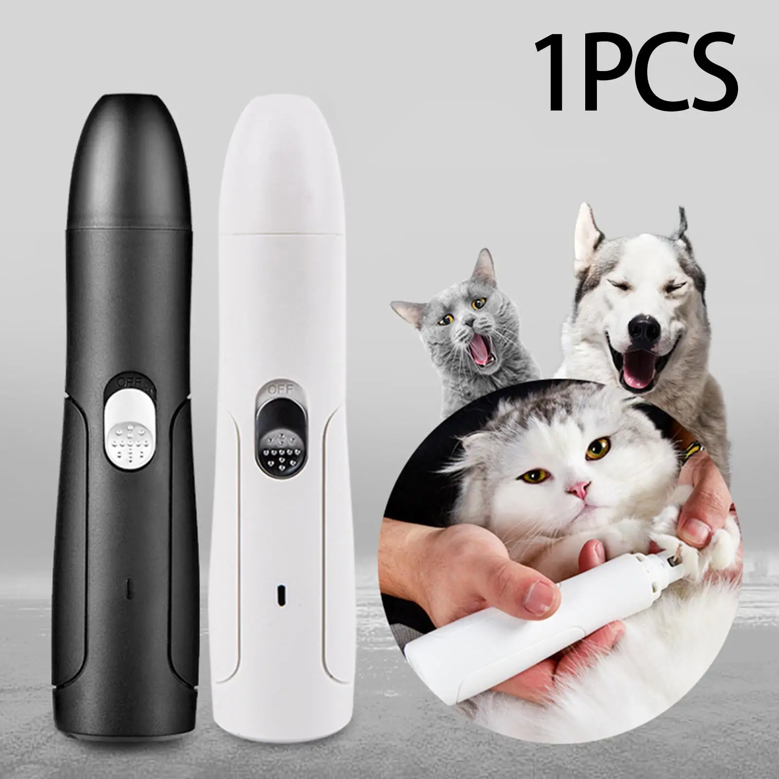Rechargeable Electric Dog Nail Grinder With LED Light Pet Nail  Automatic Quiet Cutter Grooming Trimmer Tools