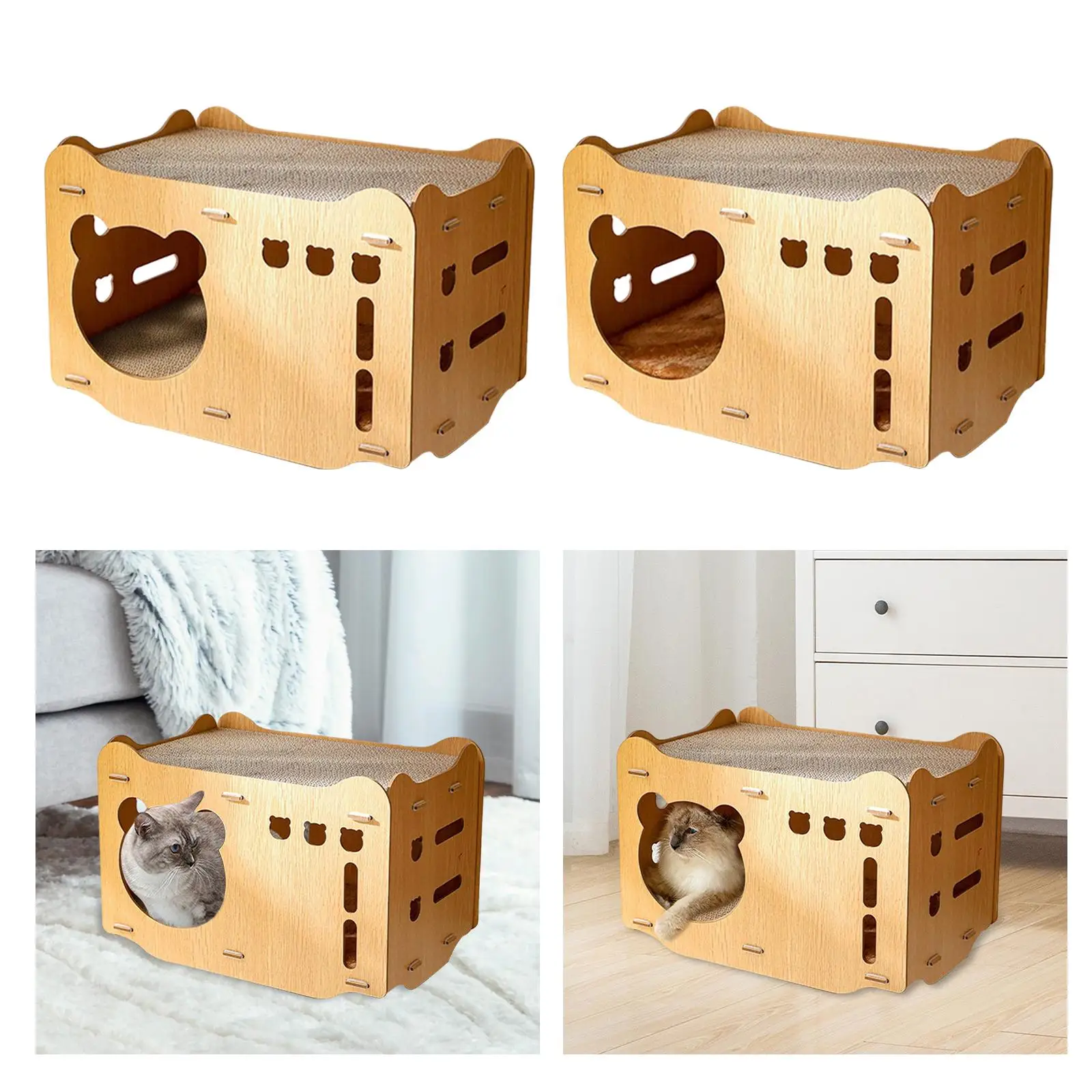 2 in 1 Cat Scratcher Cardboard Lounge Bed, Cat Scratching Board, Durable Scratch Pads