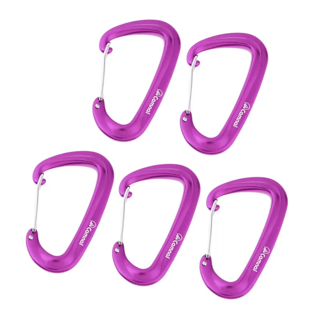 5 Pieces Aluminium 16KN  Carabiners, D Buckle with , Heavy Duty Lightweight Carabiner Clips for Hammock Camping